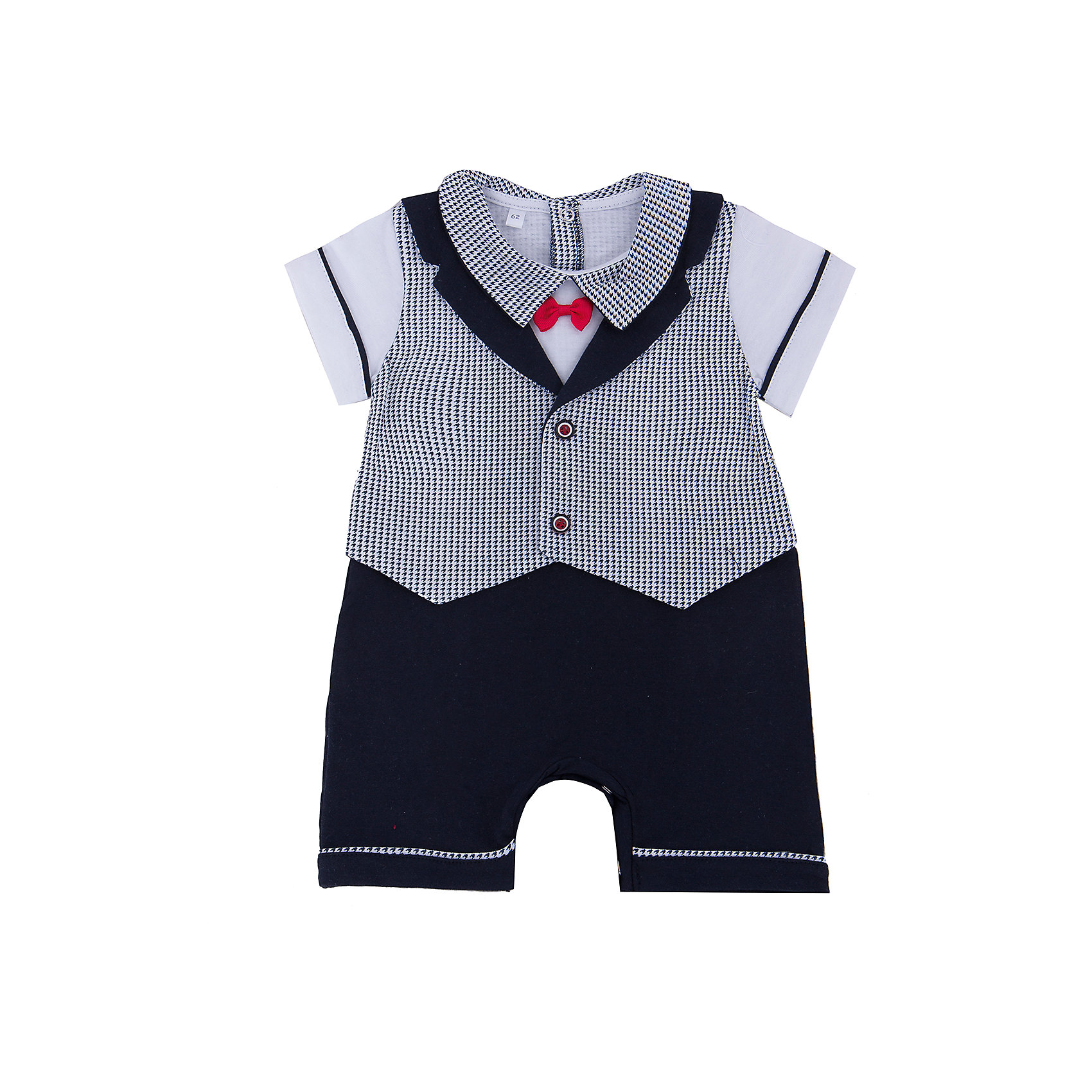 Песочник для мальчика Soni Kids Песочник для мальчика Soni KidsПесочник для мальчика от популярной марки Soni Kids <br> <br>Нарядный и удобный песочник в черно-белой гамме сшит из мягкого дышащего хлопка. Это гипоаллергенный материал, который отлично подходит для детской одежды. Правильный крой обеспечит ребенку удобство, не будет натирать и стеснять движения. <br> <br>Особенности модели: <br> <br>- цвет - белый, черный; <br>- материал - натуральный хлопок; <br>- декорирован красным бантиком; <br>- имитация жилета и шорт; <br>- отложной воротник; <br>- рукава короткие, с отделкой; <br>- застежки - кнопки сзади и внизу. <br> <br>Дополнительная информация: <br> <br>Состав: 100% хлопок <br> <br>Песочник для мальчика от популярной марки Soni Kids (Сони Кидс) можно купить в нашем магазине.<br><br>Ширина мм: 157<br>Глубина мм: 13<br>Высота мм: 119<br>Вес г: 200<br>Цвет: белый/черный<br>Возраст от месяцев: 3<br>Возраст до месяцев: 6<br>Пол: Мужской<br>Возраст: Детский<br>Размер: 68,80,74,86,62<br>SKU: 4545045