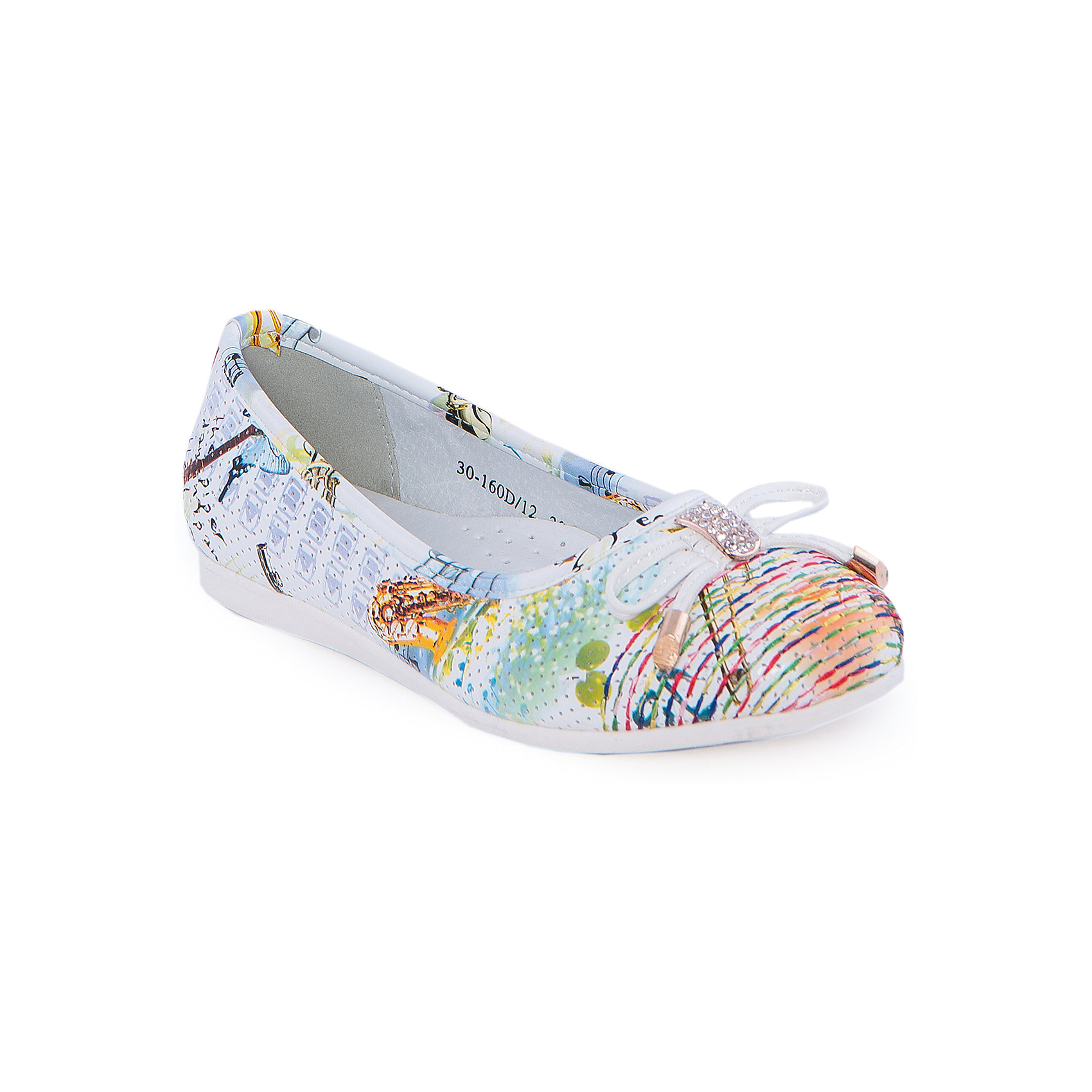 Балетки для девочки Indigo kids Балетки для девочки Indigo kidsОбувь<br>Туфли для девочки от известного бренда Indigo kids <br> <br>Яркие эффектные туфли-балетки отлично подойдут к праздничному наряду, а также они внесут яркую нотку в будничный ансамбль. Туфли легко надеваются, комфортно садятся по ноге, дают коже дышать. <br> <br>Особенности модели: <br> <br>- цвет: разноцветный; <br>- стильный дизайн; <br>- удобная колодка; <br>- каблук: нет; <br>- подкладка из натуральной кожи; <br>- перфорация на изделии, обеспечивающая вентиляцию; <br>- украшение - бант из кожи, стразы, яркая прошивка на носке; <br>- устойчивая нескользящая подошва; <br>- без застежки. <br> <br>Дополнительная информация: <br> <br>Состав: <br> <br>верх – искусственная кожа; <br>подкладка - натуральная кожа; <br>подошва - ТЭП. <br> <br>Туфли для девочки Indigo kids (Индиго Кидс) можно купить в нашем магазине.<br><br>Ширина мм: 227<br>Глубина мм: 145<br>Высота мм: 124<br>Вес г: 325<br>Цвет: разноцветный<br>Возраст от месяцев: 132<br>Возраст до месяцев: 144<br>Пол: Женский<br>Возраст: Детский<br>Размер: 35,32,34,33,31,30<br>SKU: 4547747