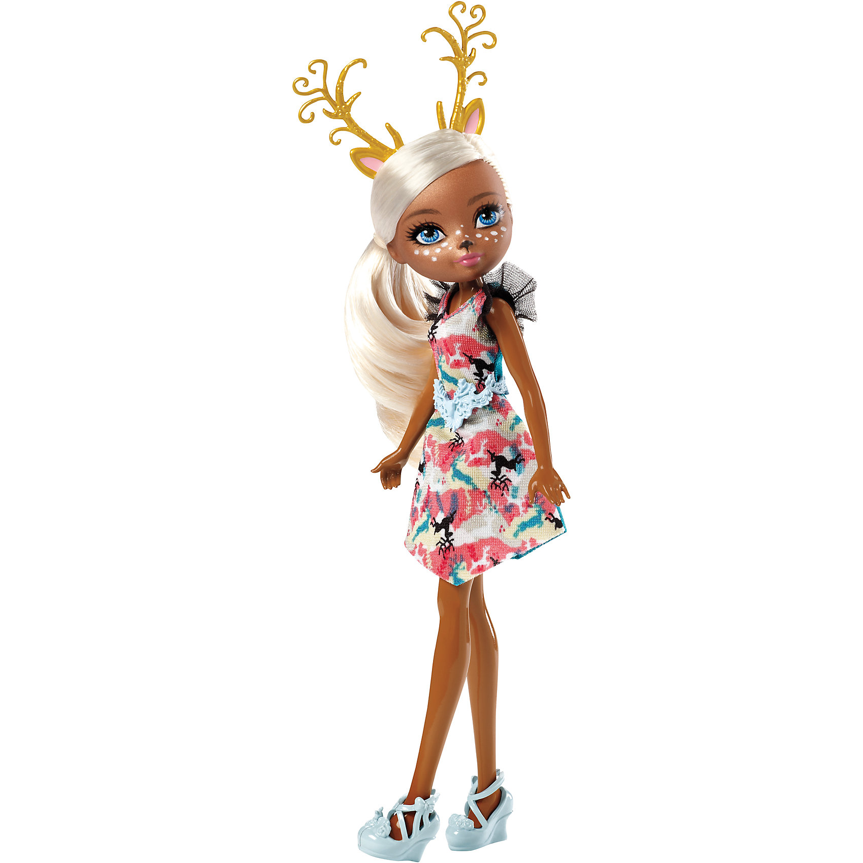 Кукла-пикси Лань Игра драконов, Ever After High Кукла-пикси Лань Игра драконов, Ever After HighВ сериале «Игра драконов» ученики Ever After High отправляются за приключениями в зачарованный лес и знакомятся там с миниатюрными лесными пикси, волшебными хранительницами природы. Посмотри, какие прекрасные волшебные существа могут встретиться на пути учеников школы Долго и счастливо! Очаровательная Лань является защитницей оленей и сама так похожа на это грациозное животное! У Лани чудесный наряд, состоящий из яркого платья с полупрозрачными рукавами и дополненного поясом. На ногах - белые босоножки. Волосы куклы - серебристо-белого цвета, они мягкие и шелковистые, и, конечно, на голове у волшебницы есть золотые оленьи рога. Собери всю коллекцию лесных фей и окунись в мир волшебства, гармонии и чудес! <br><br>Дополнительная информация: <br><br>- Материал: пластик, текстиль.<br>- Высота куклы: 14 см. <br>- Голова, руки, ноги куклы подвижные. <br>- Комплектация: кукла в одежде и обуви, аксессуар.<br><br>Куклу-пикси Лань Игра драконов, Ever After High (Эвер Афтер Хай), можно купить в нашем магазине.<br><br>Ширина мм: 55<br>Глубина мм: 100<br>Высота мм: 325<br>Вес г: 213<br>Возраст от месяцев: 72<br>Возраст до месяцев: 144<br>Пол: Женский<br>Возраст: Детский<br>SKU: 4556232