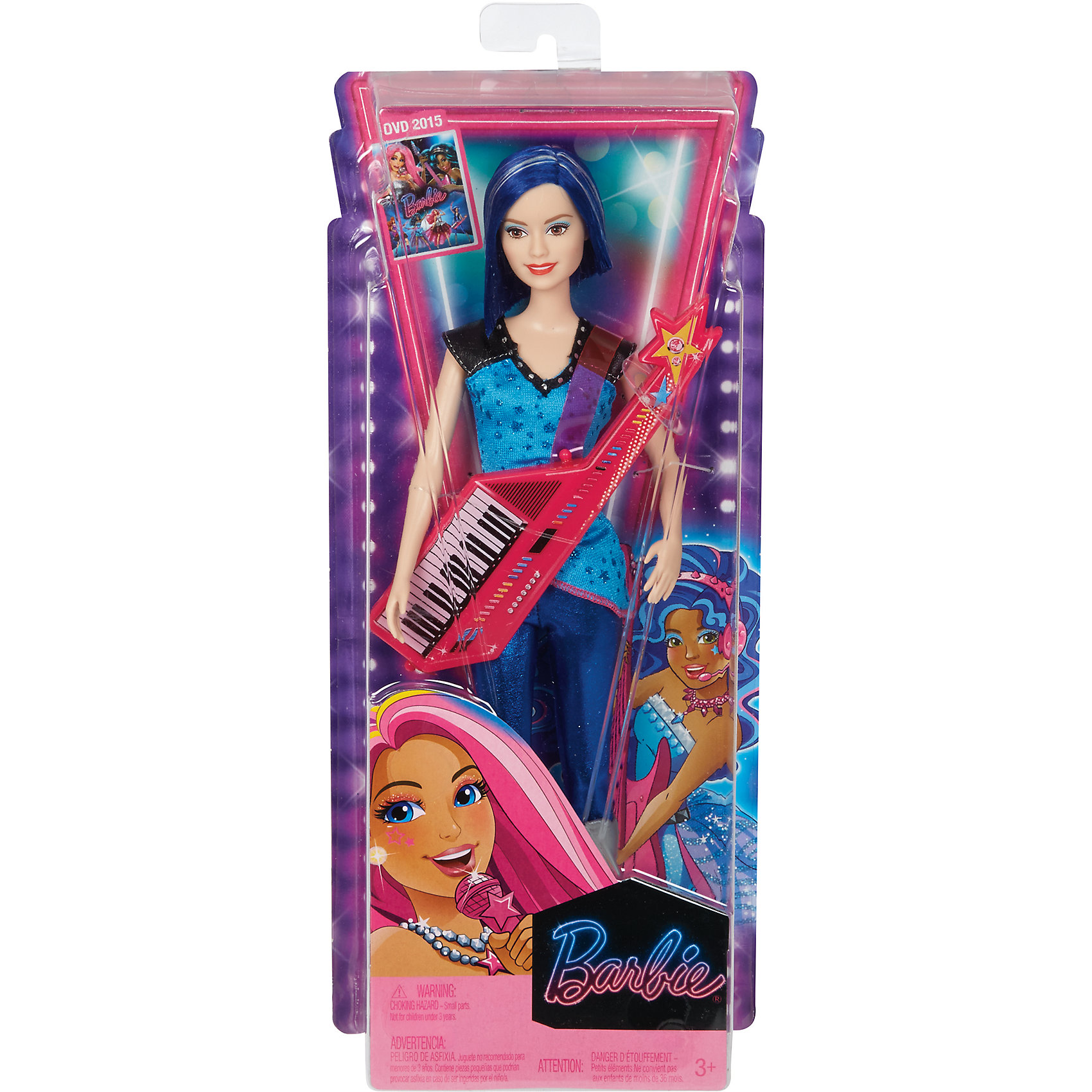 Кукла Рок-принцесса Barbie Кукла Рок-принцесса BarbieПопулярные игрушки<br>В фильме Барби рок-принцесса происходит столкновение двух разных миров, когда из-за путаницы принцесса и рок-звезда по ошибке отправляются не в те летние лагеря, в которые собирались! Но в конечном итоге, девочки с радостью признают свои различия, обретают свои настоящие голоса и верных друзей и понимают, что нет ничего невозможного, когда они действуют сообща. С этой замечательной куклой девочка сможет воссоздать понравившиеся сцены из мультфильма или придумать свои новые истории. Наряд Барби состоит из обтягивающих блестящих леггинсов и оригинального удлинённого голубого топа. На ногах - высокие белые сапоги. И конечно, неотъемлемый атрибут любой рок-принцессы - синтезатор - всегда в руках а этой куколки! Синие волосы с голубыми прядями придают Барби еще больше шарма. <br><br>Дополнительная информация:<br><br>- Материал: пластик, текстиль. <br>- Размер: 29 см.<br>- Комплектация: кукла в одежде, аксессуары, синтезатор. <br>- Голова, руки, ноги куклы подвижные.<br><br>Куклу Рок-принцессу Barbie (Барби), можно купить в нашем магазине.<br><br>Ширина мм: 325<br>Глубина мм: 140<br>Высота мм: 60<br>Вес г: 257<br>Возраст от месяцев: 36<br>Возраст до месяцев: 72<br>Пол: Женский<br>Возраст: Детский<br>SKU: 4557605