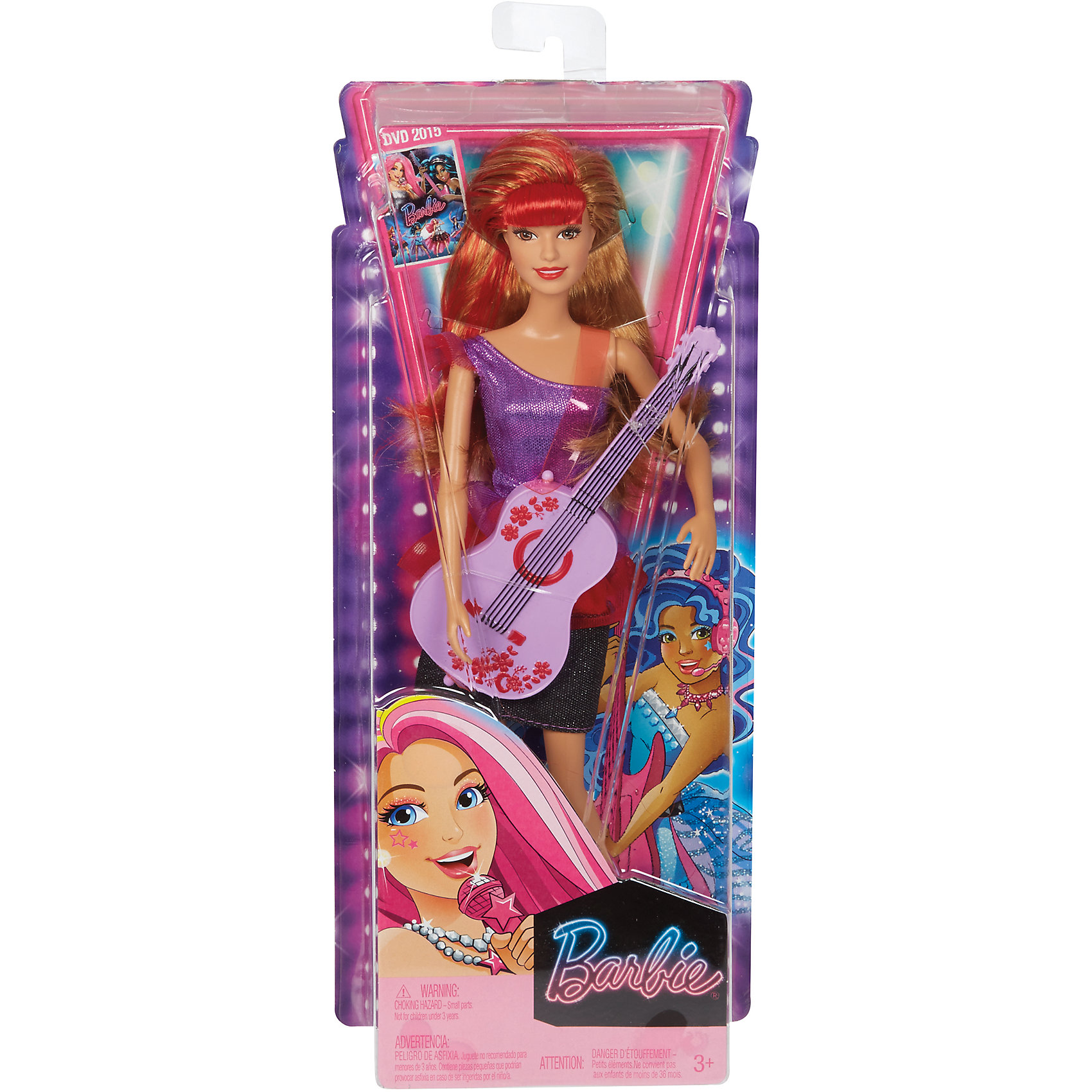 Кукла Рок-принцесса Barbie Кукла Рок-принцесса BarbieBarbie<br>В фильме Барби рок-принцесса происходит столкновение двух разных миров, когда из-за путаницы принцесса и рок-звезда по ошибке отправляются не в те летние лагеря, в которые собирались! Но в конечном итоге девочки с радостью признают свои различия, обретают свои настоящие голоса и верных друзей и понимают, что нет ничего невозможного, когда они действуют сообща. С этой замечательной куклой девочка сможет воссоздать понравившиеся сцены из мультфильма или придумать свои новые истории. Барби - рок-принцесса одета в яркую красно-черную юбку и фиолетовый топ, на ногах - высокие стильные сапоги. И конечно, неотъемлемый атрибут любой рок-принцессы - гитара - всегда в руках а этой куколки! Волосы с яркими прядями очень приятно расчесывать, создавая сногсшибательные прически. <br><br>Дополнительная информация:<br><br>- Материал: пластик, текстиль. <br>- Размер: 29 см.<br>- Комплектация: кукла в одежде, аксессуары, гитара. <br>- Голова, руки, ноги куклы подвижные.<br><br>Куклу Рок-принцессу Barbie (Барби), можно купить в нашем магазине.<br><br>Ширина мм: 325<br>Глубина мм: 140<br>Высота мм: 60<br>Вес г: 257<br>Возраст от месяцев: 36<br>Возраст до месяцев: 72<br>Пол: Женский<br>Возраст: Детский<br>SKU: 4557606