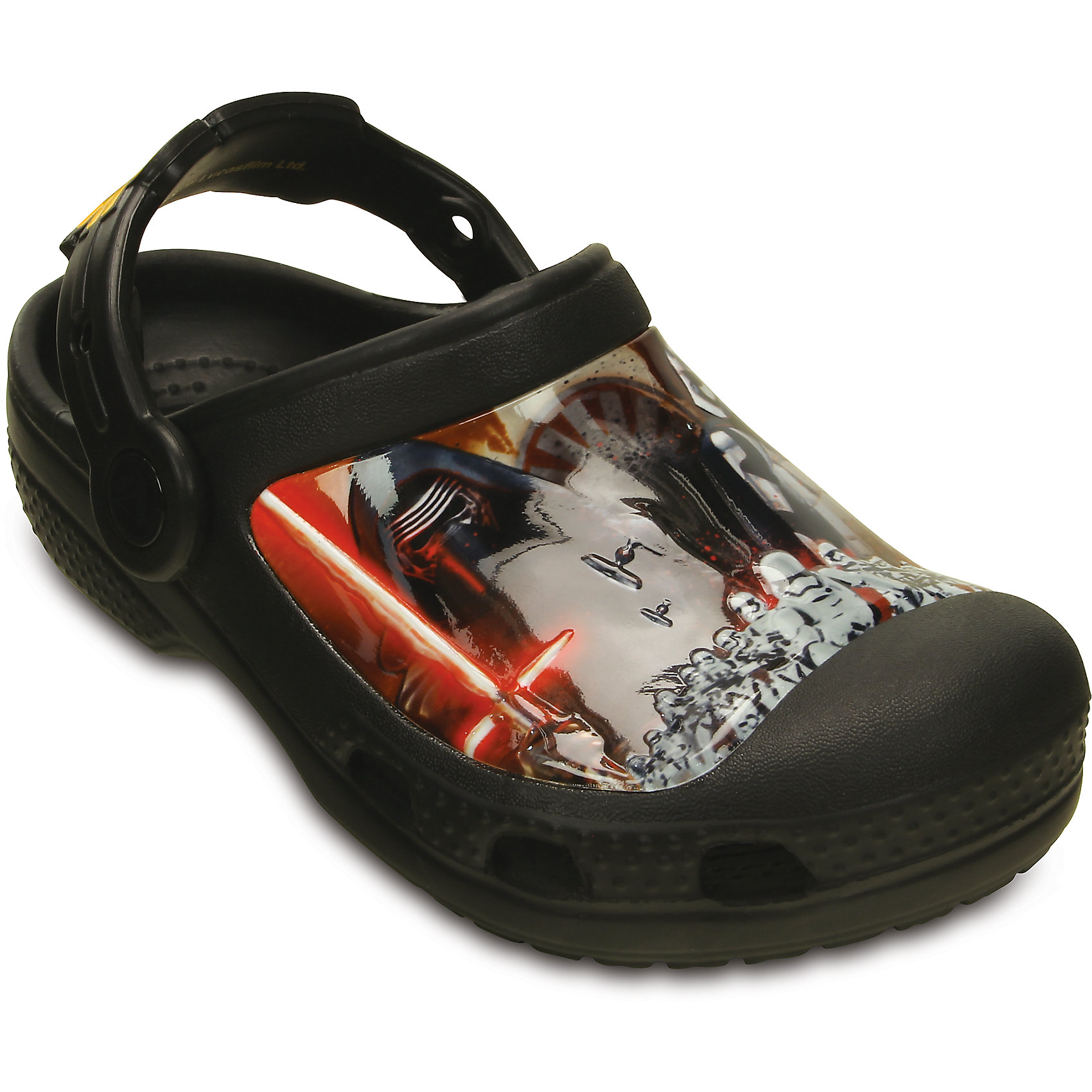 Сабо CC Star Wars Clog K для мальчика Crocs Сабо CC Star Wars Clog K для мальчика CrocsПляжная обувь<br>Характеристики товара:<br><br>• цвет: черный<br>• материал: 100% полимер Croslite™<br>• литая модель<br>• вентиляционные отверстия<br>• бактериостатичный материал<br>• пяточный ремешок фиксирует стопу<br>• толстая устойчивая подошва<br>• с принтом<br>• анатомическая стелька с массажными точками стимулирует кровообращение<br>• страна бренда: США<br>• страна изготовитель: Китай<br><br>Для правильного развития ребенка крайне важно, чтобы обувь была удобной. Такие сабо обеспечивают детям необходимый комфорт, а анатомическая стелька с массажными линиями для стимуляции кровообращения позволяет ножкам дольше не уставать. Сабо легко надеваются и снимаются, отлично сидят на ноге. Материал, из которого они сделаны, не дает размножаться бактериям, поэтому такая обувь препятствует образованию неприятного запаха и появлению болезней стоп. <br>Обувь от американского бренда Crocs в данный момент завоевала широкую популярность во всем мире, и это не удивительно - ведь она невероятно удобна. Её носят врачи, спортсмены, звёзды шоу-бизнеса, люди, которым много времени приходится бывать на ногах - они понимают, как важна комфортная обувь. Продукция Crocs - это качественные товары, созданные с применением новейших технологий. Обувь отличается стильным дизайном и продуманной конструкцией. Изделие производится из качественных и проверенных материалов, которые безопасны для детей.<br><br>Сабо CC Star Wars Clog K для мальчика от торговой марки Crocs можно купить в нашем интернет-магазине.<br><br>Ширина мм: 225<br>Глубина мм: 139<br>Высота мм: 112<br>Вес г: 290<br>Цвет: серый<br>Возраст от месяцев: -2147483648<br>Возраст до месяцев: 2147483647<br>Пол: Мужской<br>Возраст: Детский<br>Размер: 21/22,29/30,33/34,33/34,27/28,31/32,23/24,34/35,25/26<br>SKU: 4558815
