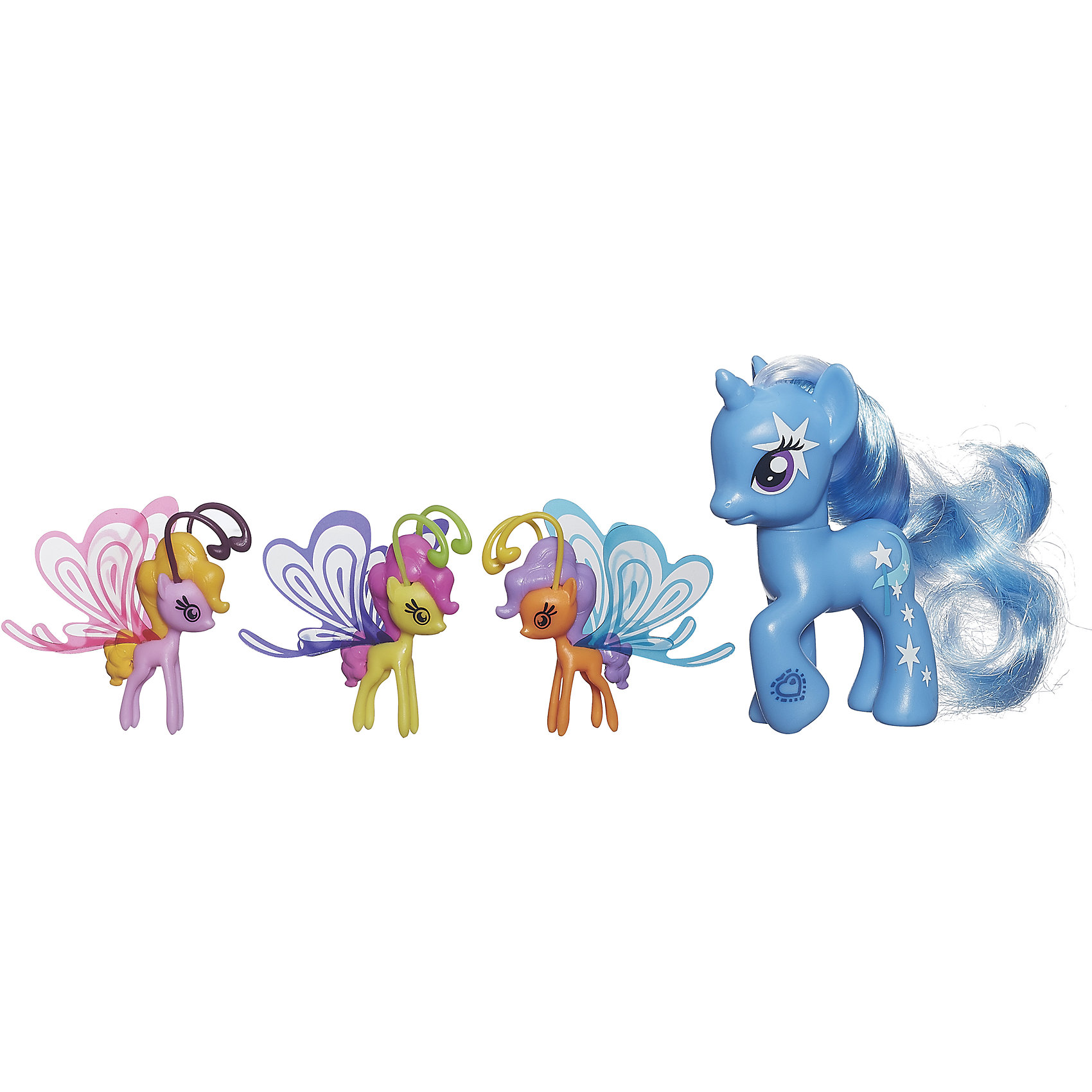 Пони Делюкс с волшебными крыльями, My little Pony, B3016/B0358 Пони Делюкс с волшебными крыльями, My little Pony, B3016/B0358Очаровательные героини известного мультсериала Мой маленький Пони приведут в восторг всех девочек. В наборе - фигурка пони с пушистой гривой и три маленькие пони с крылышками. Теперь любимые лошадки смогут играть не только на земле, но и в воздухе. Игрушки выполнены из высококачественного экологичного пластика с применением гипоаллергенных красителей безопасных для детей. <br><br>Дополнительная информация:<br><br>- Материал: пластик.<br>- Размер: 20х17х4 см.<br>- Высота пони: 8 см.<br>- Высота крылатых пони: 4,5 см.<br>- Комплектация: 4 фигурки пони - большая пони, 3 маленьких пони с крылышками. <br><br>Пони Делюкс с волшебными крыльями, My little Pony (Май литл Пони), можно купить в нашем магазине.<br><br>Ширина мм: 44<br>Глубина мм: 203<br>Высота мм: 197<br>Вес г: 350<br>Возраст от месяцев: 36<br>Возраст до месяцев: 72<br>Пол: Женский<br>Возраст: Детский<br>SKU: 4563924