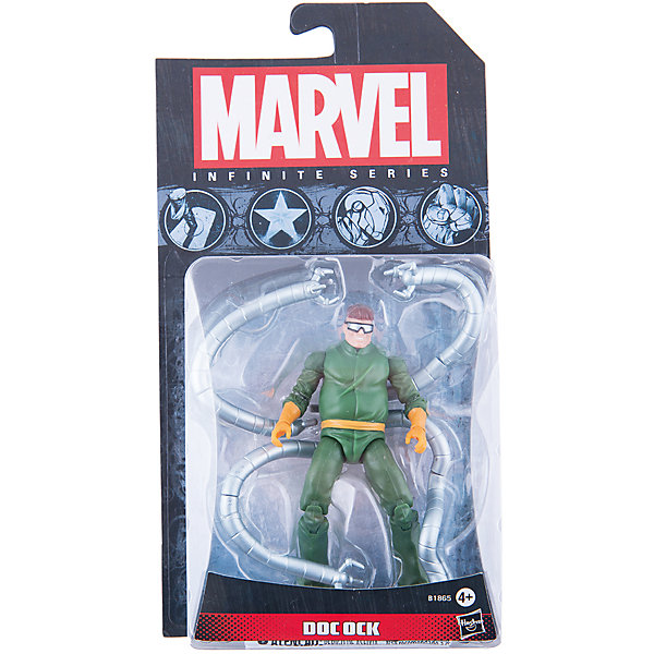 Коллекционная фигурка Марвел 9,5 см, Marvel Heroes, B1865/A6749 Коллекционная фигурка Марвел 9,5 см, Marvel Heroes, B1865/A6749Фигурки из мультфильмов<br>Фигурка Доктора Октавиуса, заклятого врага Человека-Паука, обязательно понравится всем поклонникам Marvel. Фигурка прекрасно детализирована, обладает подвижными конечностями и щупальцами, что позволяет ей принимать разнообразные позы, открывая еще большие возможности для различных игровых сюжетов. Игрушка изготовлена из высококачественного пластика, с применением безопасных, экологичных красителей. <br><br>Дополнительная информация:<br><br>- Материал: пластик.<br>- Размер фигурки: 9,5 см.<br>- Подвижные конечности.<br><br>Коллекционную фигурку Марвел 9,5 см, Marvel Heroes, можно купить в нашем магазине.<br><br>Ширина мм: 51<br>Глубина мм: 121<br>Высота мм: 229<br>Вес г: 150<br>Возраст от месяцев: 48<br>Возраст до месяцев: 192<br>Пол: Мужской<br>Возраст: Детский<br>SKU: 4563961