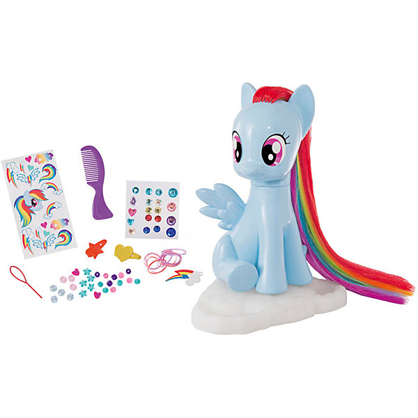 Студия стиля My Little Pony, HTI Студия стиля My Little Pony, HTIИгровые фигурки животных<br>Студия стиля My Little Pony, HTI, станет прекрасным подарком для всех юных поклонниц волшебных лошадок из популярного мультсериала My Little Pony. В комплект входят фигурка пони Рэйнбоу Дэш с длинной разноцветной гривой и большой набор различных аксессуаров и украшений для нее. Радуга Дэш (Rainbow Dash) - одна из главных героинь сериала, это небесно-голубая пони-пегас с радужной гривой и хвостом. В волшебном городке Понивилле она отвечает за поддержание погоды и расчистку неба от облаков. Украшайте свою любимицу с помощью разнообразных заколок, резиночек и бусин, расчесывайте ее длинную роскошную гриву и придумывайте новые образы с помощью ярких наклеек и блестящих страз. Для большего удобства голову пони можно поворачивать. <br><br>Дополнительная информация:<br><br>- В комплекте: фигурка Рейнбоу Дэш, более 30 аксессуаров (заколки, резиночки, бусины, стразы, расческа, наклейки).<br>- Материал: пластик, текстиль, картон.<br>- Размер упаковки: 35,5 х 15,5 х 33 см.<br>- Вес: 0,9 кг.<br><br>Студию стиля My Little Pony, HTI, можно купить в нашем магазине.<br><br>Ширина мм: 358<br>Глубина мм: 162<br>Высота мм: 330<br>Вес г: 862<br>Возраст от месяцев: 36<br>Возраст до месяцев: 168<br>Пол: Женский<br>Возраст: Детский<br>SKU: 4566313
