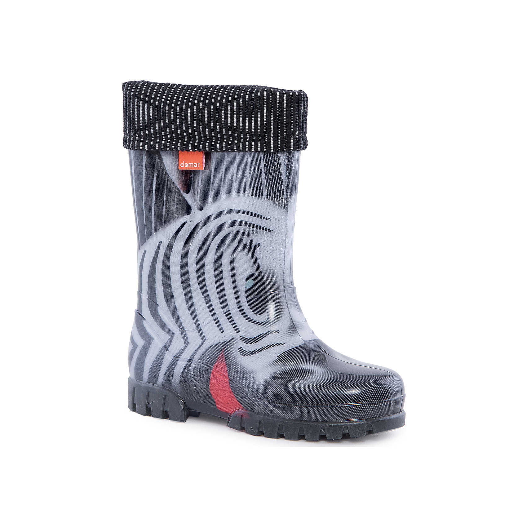 Резиновый сапоги Twister Lux Print Зебра DEMAR Резиновый сапоги Twister Lux Print Зебра DEMARРезиновые сапоги<br>Характеристики товара:<br><br>• цвет: серый<br>• материал верха: ПВХ<br>• материал подкладки: текстиль <br>• материал подошвы: ПВХ<br>• температурный режим: от 0° до +15° С<br>• верх не продувается<br>• стильный дизайн<br>• страна бренда: Польша<br>• страна изготовитель: Польша<br><br>Осенью и весной ребенку не обойтись без непромокаемых сапожек! Чтобы не пропустить главные удовольствия межсезонья, нужно запастись удобной обувью. Такие сапожки обеспечат ребенку необходимый для активного отдыха комфорт, а подкладка из текстиля позволит ножкам оставаться теплыми. Сапожки легко надеваются и снимаются, отлично сидят на ноге. Они удивительно легкие!<br>Обувь от польского бренда Demar - это качественные товары, созданные с применением новейших технологий и с использованием как натуральных, так и высокотехнологичных материалов. Обувь отличается стильным дизайном и продуманной конструкцией. Изделие производится из качественных и проверенных материалов, которые безопасны для детей.<br><br>Сапожки от бренда Demar (Демар) можно купить в нашем интернет-магазине.<br><br>Ширина мм: 237<br>Глубина мм: 180<br>Высота мм: 152<br>Вес г: 438<br>Цвет: разноцветный<br>Возраст от месяцев: 48<br>Возраст до месяцев: 60<br>Пол: Унисекс<br>Возраст: Детский<br>Размер: 28/29,32/33,34/35,30/31<br>SKU: 4576041