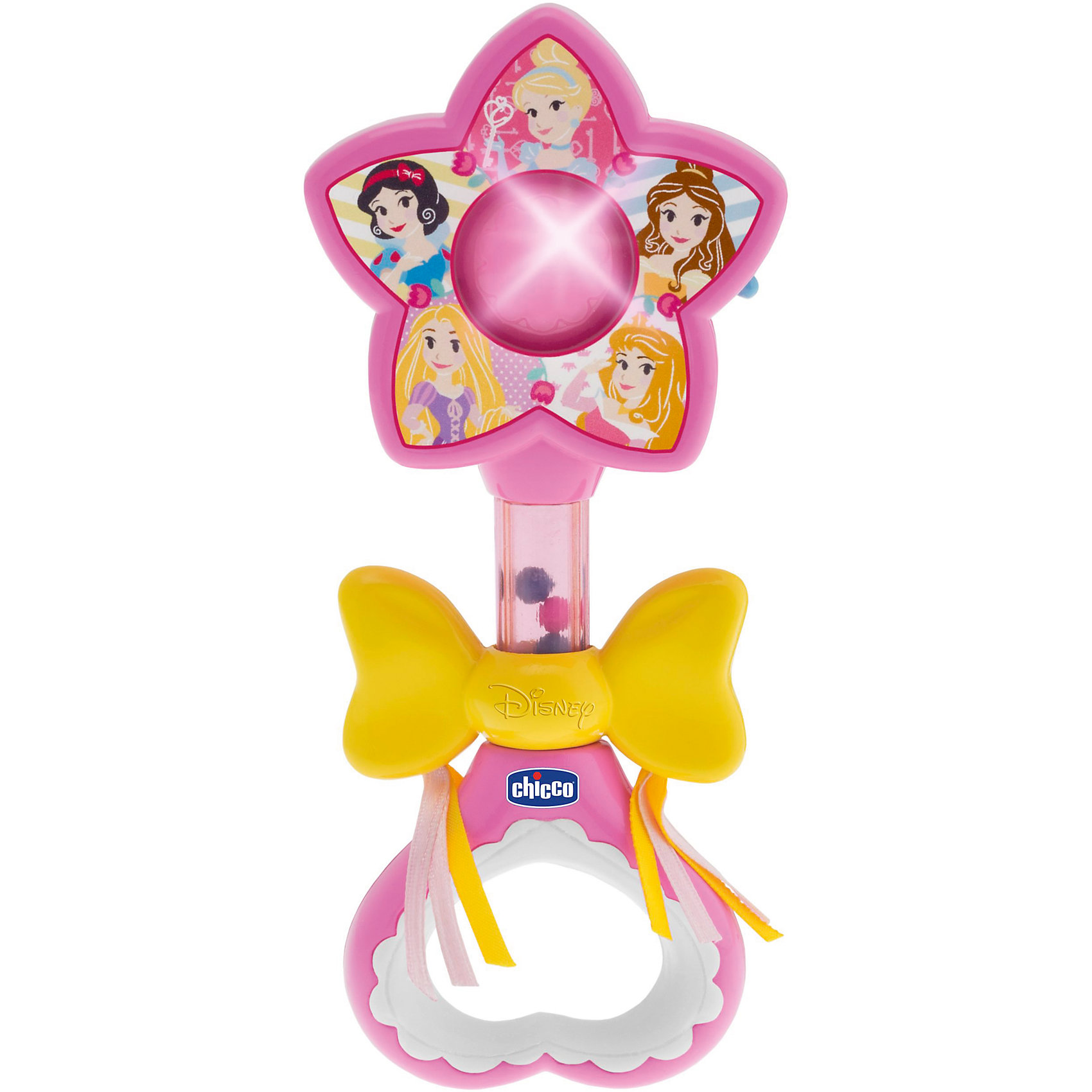Волшебная палочка Принцесс, Disney, CHICCO Волшебная палочка Принцесс, Disney, CHICCOПогремушки<br>Волшебная палочка Принцесс, Disney, CHICCO (ЧИКО) – это игрушка не оставит равнодушной вашу девочку.<br>Электронная волшебная палочка привлечет внимание вашей принцессы. Стоит только взмахнуть волшебной палочкой, она засветится, и заиграет приятная мелодия. Волшебная палочка украшена изображением Диснеевских принцесс и большим желтым бантом. Бант движется вверх и вниз, а внутри палочки пересыпаются разноцветные шарики.<br><br>Дополнительная информация:<br><br>- Датчик движения активирует мелодии и световые эффекты<br>- Материал: пластик<br>- Батарейки: 2 типа АА (не входят в комплект)<br>- Размер упаковки: 167х210х40 мм.<br>- Вес: 120 гр.<br><br>Волшебную палочку Принцесс, Disney, CHICCO (ЧИКО) можно купить в нашем интернет-магазине.<br><br>Ширина мм: 167<br>Глубина мм: 210<br>Высота мм: 40<br>Вес г: 120<br>Возраст от месяцев: 3<br>Возраст до месяцев: 36<br>Пол: Унисекс<br>Возраст: Детский<br>SKU: 4577231