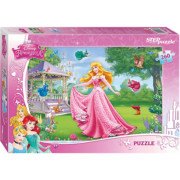 Пазл Спящая красавица, 260 деталей, Step Puzzle Пазл Спящая красавица, 260 деталей, Step PuzzleПринцессы Дисней<br>Пазл Спящая красавица, 260 деталей, Step Puzzle (Степ Пазл) – это замечательный красочный пазл с изображением любимых героев.<br>Злая колдунья наложила заклятье на принцессу Аврору: в день своего совершеннолетия она уколет палец веретеном и заснет мертвым сном, пока прекрасный принц не разбудит ее поцелуем. Подарите ребенку чудесный пазл Спящая красавица, и он будет увлеченно подбирать детали, пока не составит яркую и интересную картинку, на которой принцесса Аврора в розовом платье танцует в королевском саду на фоне изящной беседки. Принцессу окружают птички, феи и зверята, а на заднем плане возвышается замок. Сборка пазла Спящая красавица от Step Puzzle (Степ Пазл) подарит Вашему ребенку не только множество увлекательных вечеров, но и принесет пользу для развития. Координация, моторика, внимательность легко тренируются, пока ребенок увлеченно подбирает детали. Качественные фрагменты пазла отлично проклеены и идеально подходят один к другому, поэтому сборка пазла обеспечит малышу только положительные эмоции. Вы будете использовать этот пазл не один год, ведь благодаря качественной нарезке детали не расслаиваются даже после многократного использования.<br><br>Дополнительная информация:<br><br>- Количество деталей: 260<br>- Материал: картон<br>- Размер собранной картинки: 34,5х24 см.<br>- Отличная проклейка<br>- Долгий срок службы<br>- Детали идеально подходят друг другу<br>- Яркий сюжет<br>- Упаковка: картонная коробка<br>- Размер упаковки: 280x40x195 мм.<br>- Вес: 400 гр.<br><br>Пазл Спящая красавица, 260 деталей, Step Puzzle (Степ Пазл) можно купить в нашем интернет-магазине.<br><br>Ширина мм: 280<br>Глубина мм: 40<br>Высота мм: 195<br>Вес г: 400<br>Возраст от месяцев: 72<br>Возраст до месяцев: 192<br>Пол: Унисекс<br>Возраст: Детский<br>SKU: 4588284