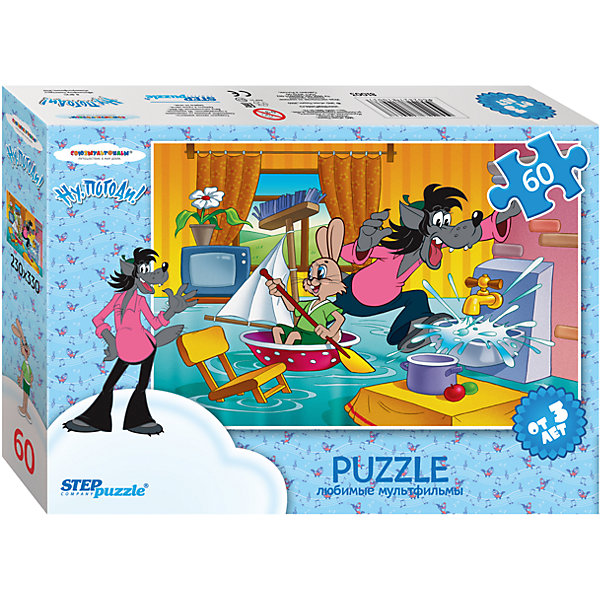 Пазл Ну, погоди!, 60 деталей, Step Puzzle Пазл Ну, погоди!, 60 деталей, Step PuzzleПазлы для малышей<br>Пазл Ну, погоди!, 60 деталей, Step Puzzle (Степ Пазл) – это замечательный красочный пазл с изображением любимых героев.<br>Герои Волк и Заяц из мультфильма Ну, погоди! узнаваемы и любимы многими. Они веселые и озорные, пускаются в приключения и попадают в интересные переделки. Подарите ребенку чудесный пазл Ну, погоди!, и он будет увлеченно подбирать детали, пока не составит яркую и интересную картинку, на которой Волк и Заяц устроили потоп в квартире: Заяц плывет в тазу, а Волк бежит, чтобы закрыть кран. Сборка пазла Ну, погоди! от Step Puzzle (Степ Пазл) подарит Вашему ребенку не только множество увлекательных вечеров, но и принесет пользу для развития. Координация, моторика, внимательность легко тренируются, пока ребенок увлеченно подбирает детали. Качественные фрагменты пазла отлично проклеены и идеально подходят один к другому, поэтому сборка пазла обеспечит малышу только положительные эмоции. Вы будете использовать этот пазл не один год, ведь благодаря качественной нарезке детали не расслаиваются даже после многократного использования.<br><br>Дополнительная информация:<br><br>- Количество деталей: 60<br>- Материал: картон<br>- Размер собранной картинки: 33х23 см.<br>- Отличная проклейка<br>- Долгий срок службы<br>- Детали идеально подходят друг другу<br>- Яркий сюжет<br>- Упаковка: картонная коробка<br>- Размер упаковки: 195x35x140 мм.<br>- Вес: 400 гр.<br><br>Пазл Ну, погоди!, 60 деталей, Step Puzzle (Степ Пазл) можно купить в нашем интернет-магазине.<br><br>Ширина мм: 195<br>Глубина мм: 35<br>Высота мм: 140<br>Вес г: 400<br>Возраст от месяцев: 36<br>Возраст до месяцев: 84<br>Пол: Унисекс<br>Возраст: Детский<br>Количество деталей: 60<br>SKU: 4588306