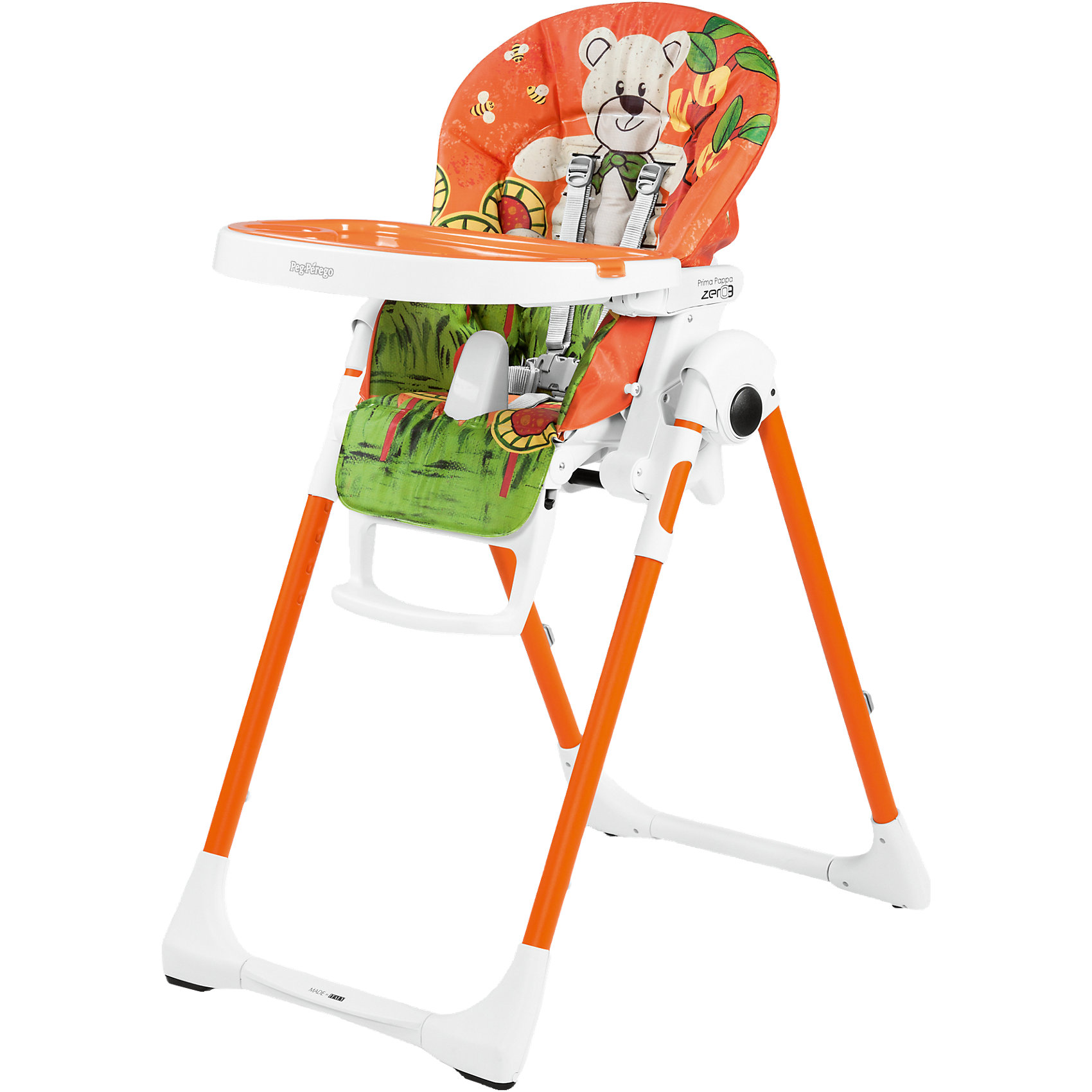 Стульчик для кормления Prima Pappa Zero3, Peg-Perego, Orso Arancio оранжевый Стульчик для кормления Prima Pappa Zero3, Peg-Perego, Orso Arancio оранжевыйот рождения<br>Удобный и функциональный стульчик Prima Pappa Zero3, Peg-Perego, обеспечит комфорт и безопасность Вашего малыша во время кормления. Спинка сиденья легко регулируется в 5 положениях (вплоть до горизонтального), что позволяет использовать стульчик как для кормления так<br>и для игр и сна. Широкое и эргономичное мягкое сиденье будет удобно как малышу, так и ребенку постарше. Стульчик оснащен регулируемыми 5-точечными ремнями безопасности, а планка-разделитель для ножек под столиком не даст малышу соскользнуть. Высота стула<br>регулируется в 7 положениях, выбрав самое низкое положение и убрав столик, Вы легко трансформируете стул для кормления в низкий безопасный детский стульчик, куда ребенок может садиться сам. Подножка регулируется в 3 позициях, позволяя выбрать оптимальное для ребенка<br>положение. <br><br>Широкий съемный столик оснащен подносом с отделениями для кружки или стакана, поднос можно снять для быстрой чистки и использовать основную поверхность для игр и занятий. Для детей постарше стул можно использовать без столика для кормления, придвинув его к столу<br>для взрослых. Ножки оснащены колесиками с блокираторами, что позволяет легко перемещать стульчик по комнате. Чехол легко снимаются для чистки. Стульчик легко и компактно складывается и занимает мало места при хранении. Подходит для детей в возрасте от 0<br>месяцев до 3 лет.<br><br>Дополнительная информация:<br><br>- Цвет: оранжевый.<br>- Материал: пластик, ПВХ.<br>- Размер в разложенном состоянии: 55 х 76 х 105 см. <br>- Размер в сложенном состоянии: 58 х 28,5 х 103,5 cм. <br>- Вес: 7,6 кг.<br><br>Стульчик для кормления Prima Pappa Zero3, Peg-Perego, Orso Arancio оранжевый, можно купить в нашем интернет-магазине.<br><br>Ширина мм: 930<br>Глубина мм: 560<br>Высота мм: 300<br>Вес г: 10040<br>Цвет: orange/gelb<br>Возраст от месяцев: 0<br>Возраст до месяцев: 36<br>Пол: Унисекс<br>Возраст: Детский<br>SKU: 4593828