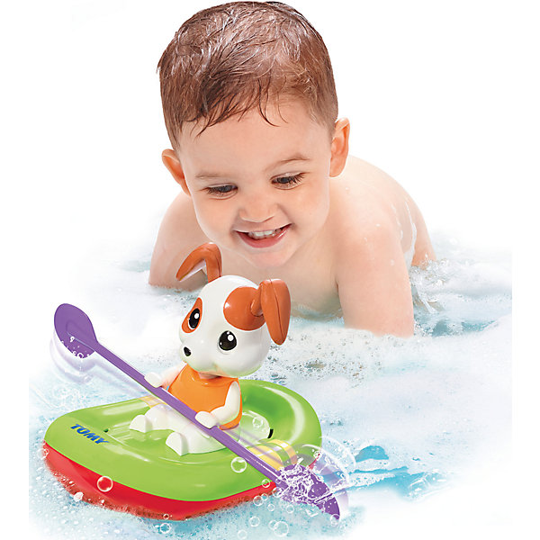 Игрушка для ванны Щенок на лодке, TOMY Игрушка для ванны Щенок на лодке, TOMYДинамические игрушки<br>Характеристики игрушку для ванны Щенок на лодке: <br><br>- возраст: от 10 месяцев<br>- пол: для мальчиков и девочек<br>- комплект: щенок, лодка.<br>- материал: пластик.<br>- размер упаковки: 21 * 21 * 19 см.<br>- упаковка: картонная коробка открытого типа.<br>- страна обладатель бренда: Великобритания.<br><br>Заводная игрушка для ванны Щенок в лодке поможет сделать процесс купания для малыша более увлекательным. Очаровательный щенок с висячими ушками сможет понравиться каждому ребенку. Эта собачка умеет грести и обожает плескаться. Достаточно сделать пару оборотов заводного механизма, после чего щенок начнет наворачивать круги по воде. Такая игрушка принесет море положительных эмоций малышу во время купания.<br><br>Игрушка для ванны Щенок на лодке торговой марки Tomy (Томи) можно купить в нашем интернет-магазине.<br><br>Ширина мм: 220<br>Глубина мм: 218<br>Высота мм: 195<br>Вес г: 347<br>Возраст от месяцев: 10<br>Возраст до месяцев: 36<br>Пол: Унисекс<br>Возраст: Детский<br>SKU: 4599020