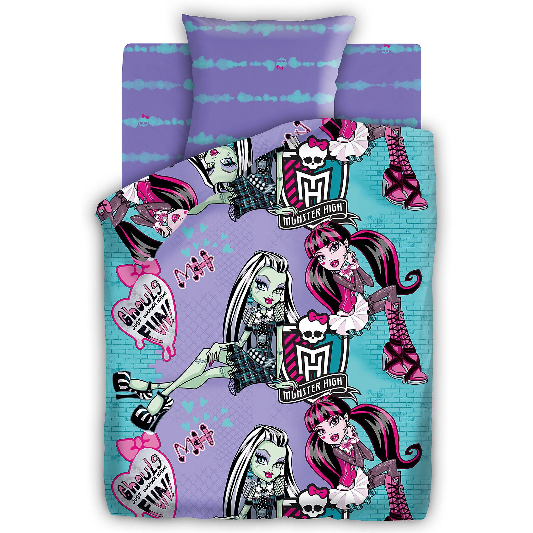 Комплект Подружки, Monster High Комплект Подружки, Monster HighКомплект Подружки, Monster High – этот КПБ осуществит мечту вашей девочки окунуться в волшебный мир любимых героев.<br>Комплект постельного белья отлично впишется в интерьер спальни вашей маленькой принцессы. Набор включает в себя простыню, одеяло и наволочку. Белье выполнено в яркой цветовой гамме. Пододеяльник украшен изображениями учениц школы Монстров. Дизайн наволочки, простыни гармонично дополняет основной рисунок пододеяльника. Белье изготовлено из поплина. Поплин - ткань на 100% состоящая из хлопка, с плотной и мягкой фактурой, хорошо удерживает тепло, впитывает влагу, позволяет телу дышать, приятная на ощупь, имеет своеобразный благородный блеск. Комплект постельного белья из поплина прослужит Вам долгое время, при этом не потеряет своих качеств даже после множества стирок.<br><br>Дополнительная информация:<br><br>- Размер 1,5 спальный<br>- В комплекте: пододеяльник (143х215 см); простыня (150х214 см); наволочка (70х70 см)<br>- Материал: поплин (100% хлопок)<br><br>Комплект Подружки, Monster High можно купить в нашем интернет-магазине.<br><br>Ширина мм: 250<br>Глубина мм: 350<br>Высота мм: 70<br>Вес г: 1150<br>Возраст от месяцев: 36<br>Возраст до месяцев: 144<br>Пол: Женский<br>Возраст: Детский<br>SKU: 4601444