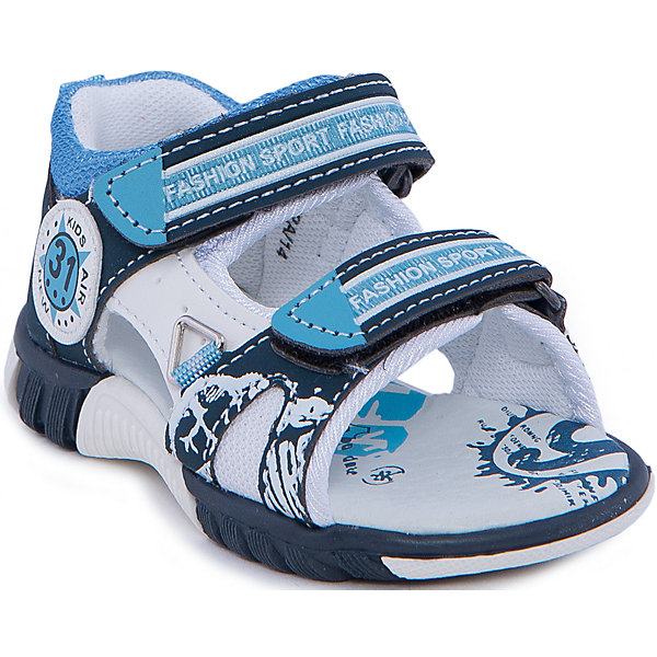 Сандалии для мальчика Indigo kids Сандалии для мальчика Indigo kidsСандалии<br>Состав:<br>Материал верха: Кожа искусственная<br>Материал подклада: Текстиль<br><br>Ширина мм: 219<br>Глубина мм: 154<br>Высота мм: 121<br>Вес г: 343<br>Цвет: белый<br>Возраст от месяцев: 15<br>Возраст до месяцев: 18<br>Пол: Мужской<br>Возраст: Детский<br>Размер: 22,24,28,27,26,25,23<br>SKU: 4605010