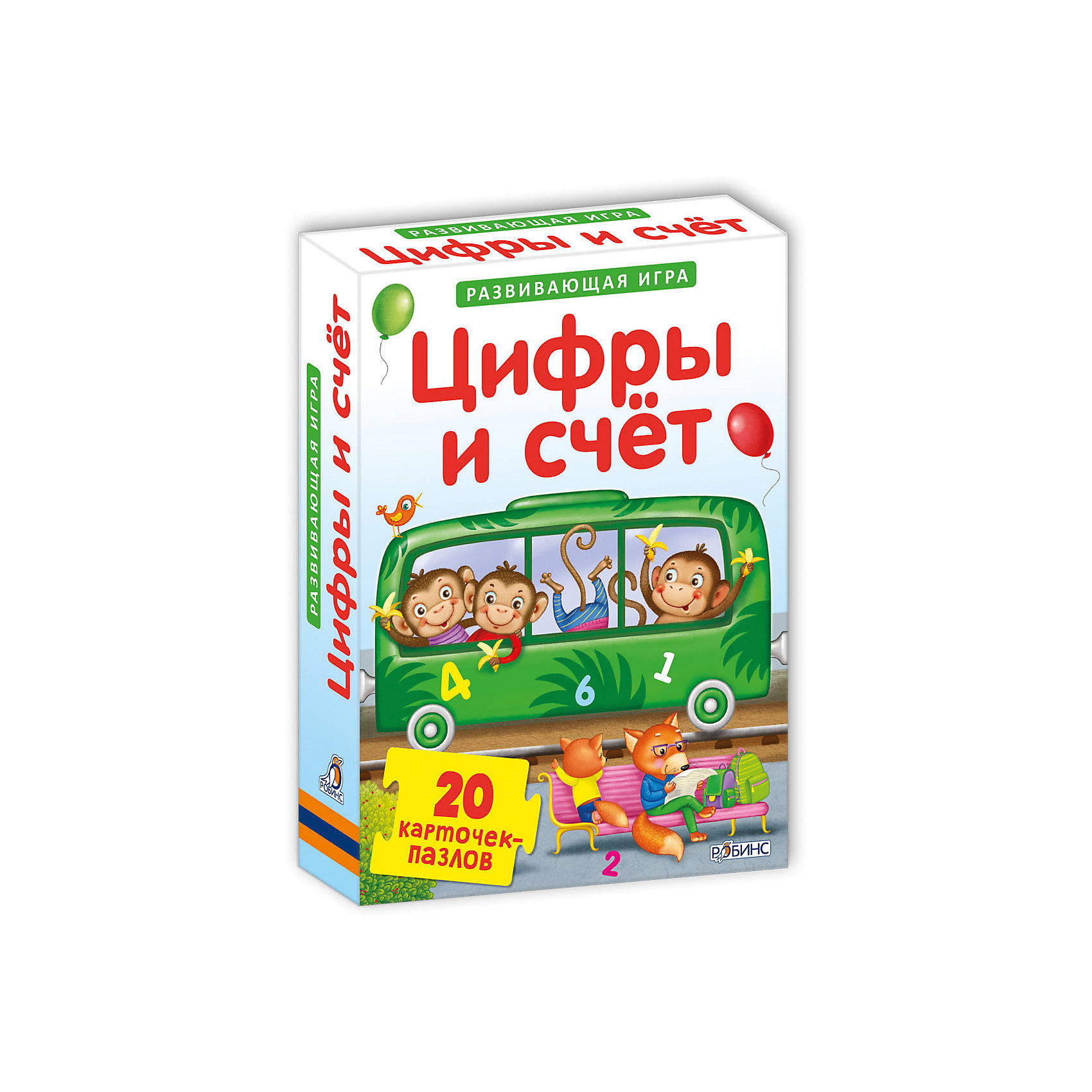 Развивающие карточки-пазлы Цифры и счет Развивающие карточки-пазлы Цифры и счетОбучение счету<br>Цифры и счет - это развивающая игра, с помощью которой ваш ребенок выучит свои первые цифры, научится составлять числовые последовательности, составит свои первые примеры и неравенства. Игра способствует развитию логического мышления, внимания, речи, памяти, воображения и мелкой моторики. <br>Более подробное руководство вы найдёте внутри коробки.<br><br>Дополнительная информация:<br><br>В наборе: 20 карточек- пазлов с красивыми большими картинками.<br>Каждая карточка – двусторонняя.<br>Размер карточек – 15 x 11см.<br>Размер упаковки: 155х115х28<br><br>Развивающие карточки-пазлы Цифры и счет можно купить в нашем магазине.<br><br>Ширина мм: 155<br>Глубина мм: 115<br>Высота мм: 28<br>Вес г: 304<br>Возраст от месяцев: 36<br>Возраст до месяцев: 2147483647<br>Пол: Унисекс<br>Возраст: Детский<br>SKU: 4610610