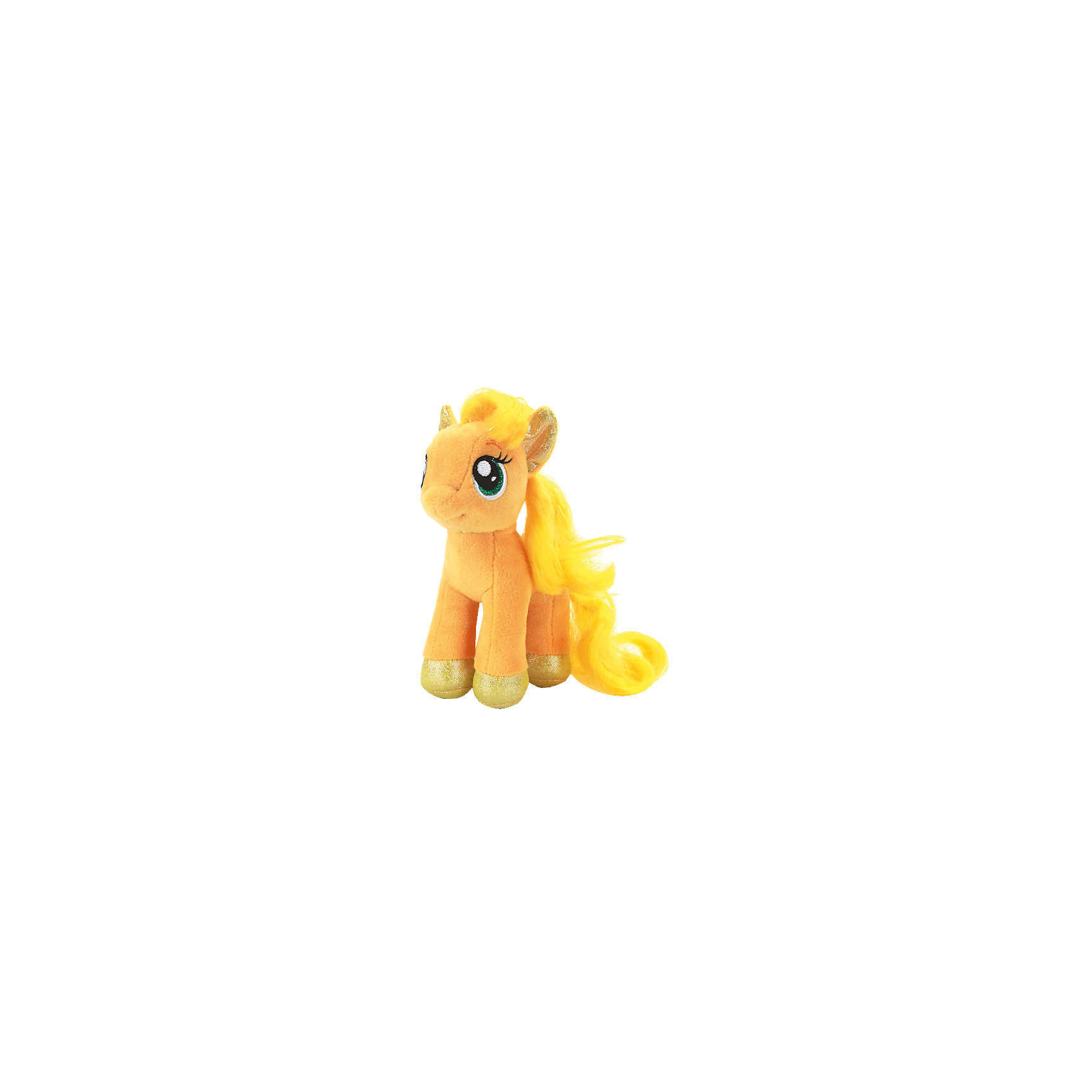 Мягкая игрушка Пони Эпплджек, 18 см, со звуком, My little Pony, МУЛЬТИ-ПУЛЬТИ Мягкая игрушка Пони Эпплджек, 18 см, со звуком, My little Pony, МУЛЬТИ-ПУЛЬТИЛюбимые герои<br>Очаровательная пони приведет в восторг всех поклонниц мультсериала Моя маленькая пони. Милая Эпплджек имеет большие выразительные глаза, пышную гриву и хвост. Малышка пони споет девочке песенку и позабавит веселыми фразами. <br>Игрушка выполнена из высококачественного материала, хорошо набита, приятна на ощупь. Прекрасный подарок для девочки! <br><br>Дополнительная информация:<br><br>- Материал: пластик, текстиль, синтепон. <br>- Размер куклы: 18 см.<br>- Звуковые эффекты: говорит фразы, поет песенку.<br>- Элемент питания: батарейки (в комплекте).<br><br>Мягкую игрушку Пони Эпплджек, 18 см, со звуком, My little Pony (Май литл Пони), МУЛЬТИ-ПУЛЬТИ, можно купить в нашем магазине.<br><br>Ширина мм: 150<br>Глубина мм: 230<br>Высота мм: 90<br>Вес г: 100<br>Возраст от месяцев: 36<br>Возраст до месяцев: 96<br>Пол: Женский<br>Возраст: Детский<br>SKU: 4614952