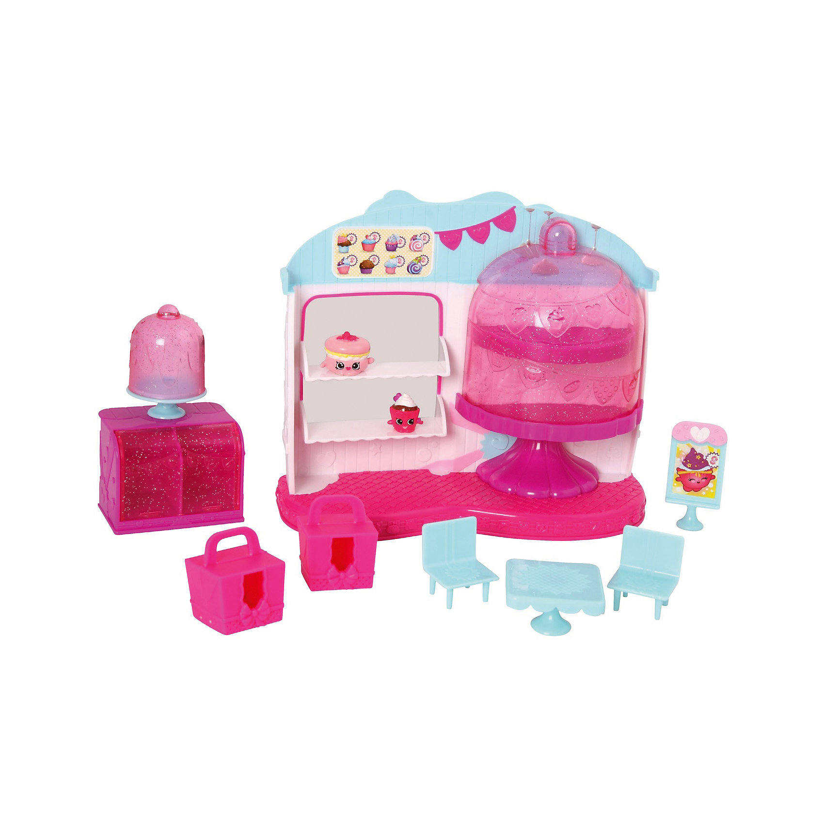 Набор кафе Королева кексов, Shopkins Набор кафе Королева кексов, ShopkinsДетский супермаркет<br>Кафе «Королева кексов» - набор, который сделает жизнь в супермаркете Шопвилль интереснее. Теперь вы можете устроить выставку собственных шопкинсов: лучше всего здесь будут смотреться фигурки из команды Sweet Treats, однако вы можете разместить кого угодно на подставках и стендах вашего нового кафе.<br><br>Дополнительная информация:<br><br>Обратите внимание, помимо мебели кафе в наборе вы найдете две фигурки шопкинс из 4 сезона и два эксклюзивных бокса для пирожных (они есть только в кафе «Королева кексов»!). <br>Размеры упаковки: 25 х 9 х 23 см.<br><br>Набор кафе Королева кексов, Shopkins (Шопкинс) можно купить в нашем магазине.<br><br>Ширина мм: 250<br>Глубина мм: 90<br>Высота мм: 230<br>Вес г: 680<br>Возраст от месяцев: 60<br>Возраст до месяцев: 120<br>Пол: Женский<br>Возраст: Детский<br>SKU: 4618225