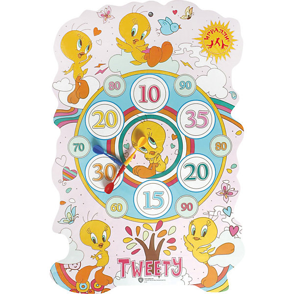 Дартс Твитти, 58/40см, InSummer Дартс Твитти, 58/40см, InSummerИгровые наборы<br>Дартс с милой птичкой Твитти создан специально для детей, любящих интересно проводить время. На доске есть круги, в которых написано количество очков, набранных ребенком. С птичкой Твитти играть в дартс будет еще интереснее!<br><br>Дополнительная информация:<br>Размер: 58х40 см<br>Вес: 28 грамм<br>Дартс Твитти можно купить в нашем интернет-магазине.<br><br>Ширина мм: 580<br>Глубина мм: 400<br>Высота мм: 50<br>Вес г: 28<br>Возраст от месяцев: 36<br>Возраст до месяцев: 120<br>Пол: Унисекс<br>Возраст: Детский<br>SKU: 4624437