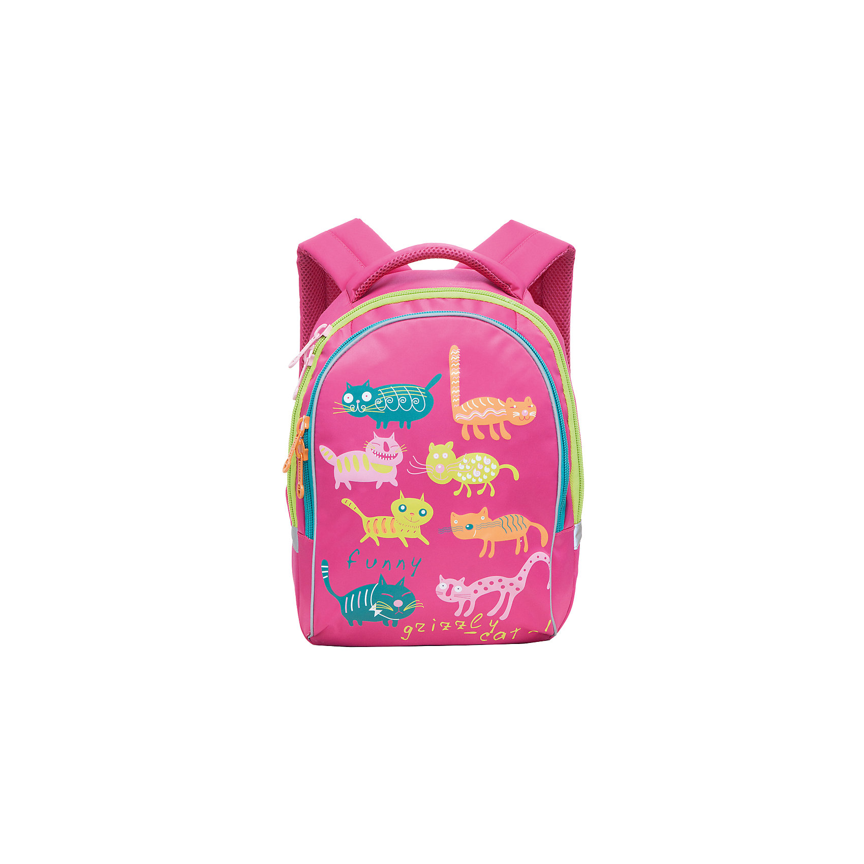 Grizzly Рюкзак школьный Funny cats, фуксия Grizzly Рюкзак школьный Funny cats, фуксияАксессуары<br>Яркий школьный рюкзак для девочки с двумя объемными отделениями и пеналом-органайзером для канцелярии на лицевой стороне украшен забавных кошечек.<br><br>Дополнительная информация:<br><br>два отделения, <br>боковые карманы из сетки, <br>внутренний карман-пенал для карандашей, <br>жесткая ортопедическая спинка, <br>мягкая укрепленная ручка, <br>укрепленные регулируемые лямки, <br>светоотражающие элементы с четырех сторон<br>вес: 670 г<br>размер: 28х41х20см<br><br>Рюкзак школьный Funny cats, фуксия можно купить в нашем магазине.<br><br>Ширина мм: 280<br>Глубина мм: 170<br>Высота мм: 380<br>Вес г: 500<br>Возраст от месяцев: 72<br>Возраст до месяцев: 144<br>Пол: Женский<br>Возраст: Детский<br>SKU: 4632778
