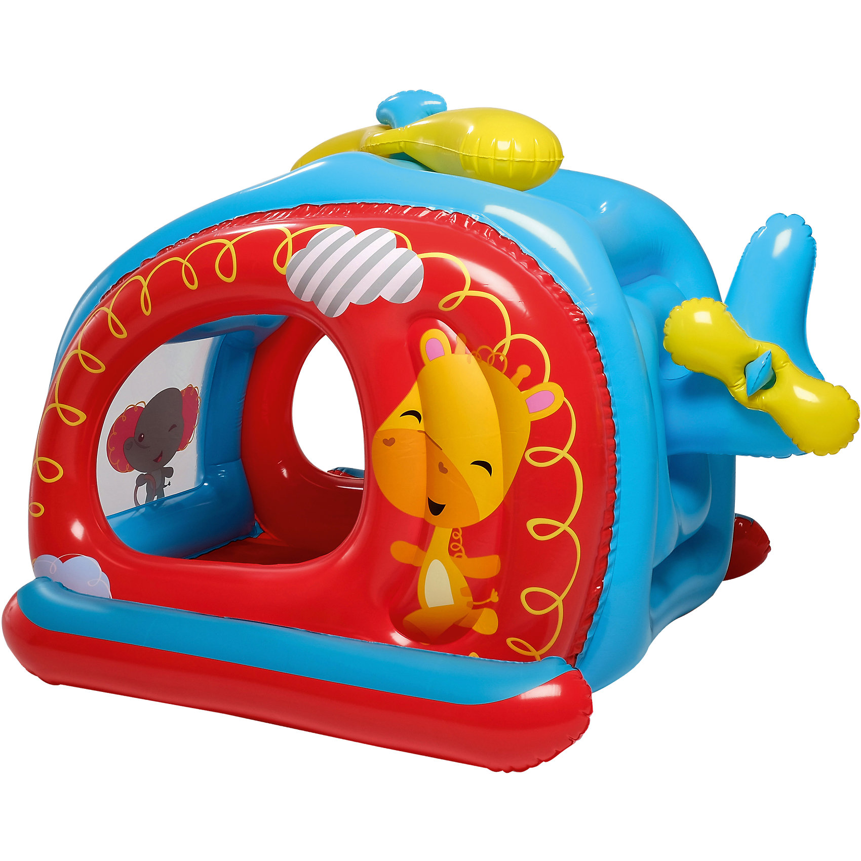 Игровой центр Вертолёт с 25 шариками, Fisher Price, Bestway Игровой центр Вертолёт с 25 шариками, Fisher Price, BestwayНадувные центры<br>Характеристики товара:<br><br>• материал: винил<br>• размер: 137х112х97 см<br>• предохранительные клапаны<br>• 25 шариков в комплекте<br>• легкий прочный материал<br>• надувной <br>• яркий цвет<br>• комфортный<br>• возраст: от 1 года<br>• страна бренда: США, Китай<br>• страна производства: Китай<br><br>Это отличный способ обеспечить детям веселое времяпровождение! Его можно просто наполнить шариками и поставить во дворе у дачного дома, тогда игровой центр поможет ребенку больше времени проводить на свежем воздухе.<br><br>Набор сделан из прочного материала, но очень легкого. Игровой центр мало весит, его удобно брать с собой. Изделие произведено из качественных и безопасных для детей материалов.<br><br>Игровой центр Вертолёт с 25 шариками от бренда Bestway (Бествей) можно купить в нашем интернет-магазине.<br><br>Ширина мм: 405<br>Глубина мм: 406<br>Высота мм: 114<br>Вес г: 3034<br>Возраст от месяцев: 24<br>Возраст до месяцев: 96<br>Пол: Унисекс<br>Возраст: Детский<br>SKU: 4639776