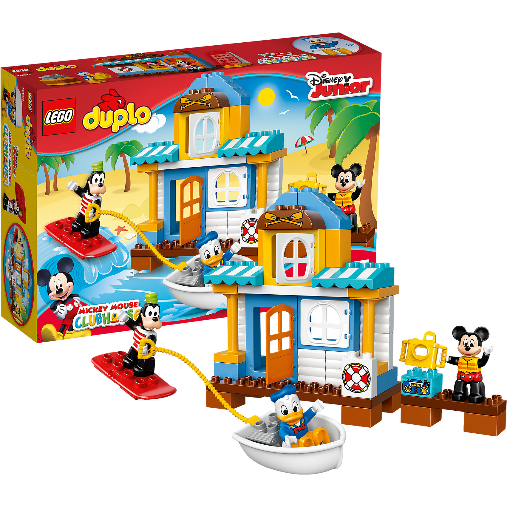 LEGO DUPLO 10827: Домик на пляже LEGO DUPLO 10827: Домик на пляжеКонструкторы для малышей<br>Героев из мультфильмов Диснея обожает множество современных детей, поэтому набор Лего, из которого можно собрать домик на пляже, обязательно обрадует ребенка. Такие игрушки помогают детям развивать воображение, мелкую моторику, логику и творческое мышление.<br>Набор состоит из деталей, с помощью которых можно сделать домик, а также в нем есть фигурки любимых персонажей! С таким комплектом можно придумать множество игр!<br><br>Дополнительная информация:<br><br>цвет: разноцветный;<br>размер коробки: 38,2 х 9,4 х 26,2 см;<br>вес: 780 г;<br>материал: пластик;<br>количество деталей: 48.<br><br>Набор Домик на пляже от бренда LEGO DUPLO можно купить в нашем магазине.<br><br>Ширина мм: 385<br>Глубина мм: 261<br>Высота мм: 99<br>Вес г: 775<br>Возраст от месяцев: 24<br>Возраст до месяцев: 60<br>Пол: Унисекс<br>Возраст: Детский<br>SKU: 4641193