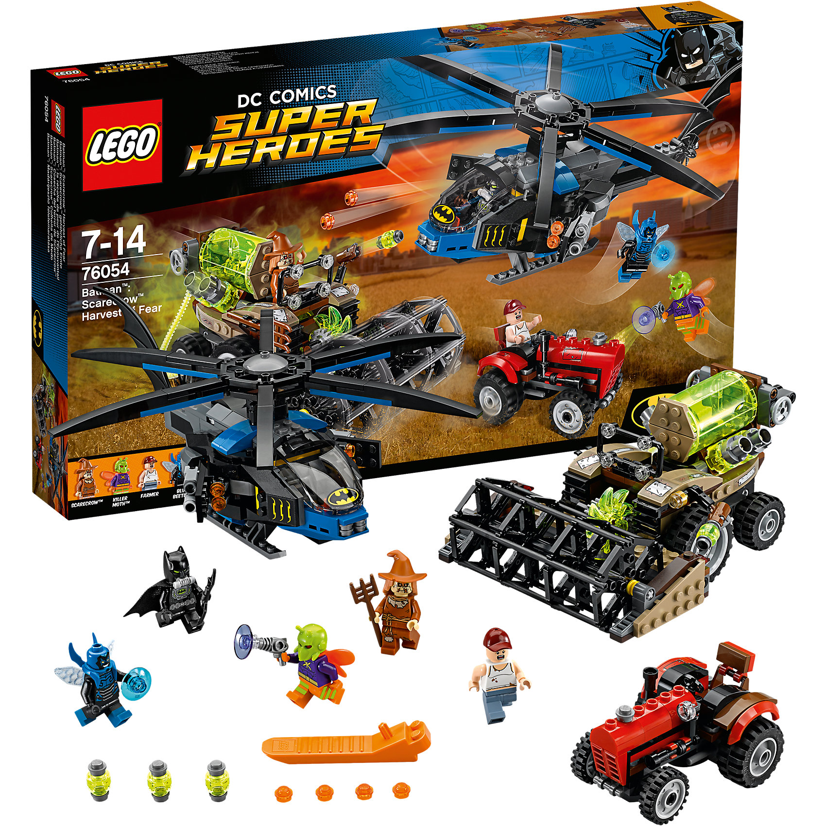 LEGO Super Heroes 76054: Бэтмен: жатва страха LEGO Super Heroes 76054: Бэтмен: жатва страхаПластмассовые конструкторы<br>Бэтмена обожает множество современных мальчишек, поэтому набор Лего, из которого можно собрать разные сюжеты про его подвиги, обязательно порадует ребенка. Такие игрушки помогают детям развивать воображение, мелкую моторику, логику и творческое мышление.<br>Набор состоит из множества деталей, с помощью которых можно собрать транспорт для супергероя, а также в нем есть фигурки любимых персонажей! С таким комплектом можно придумать множество игр!<br><br>Дополнительная информация:<br><br>цвет: разноцветный;<br>материал: пластик;<br>количество деталей: 563.<br><br>Набор Бэтмен: жатва страха от бренда LEGO Super Heroes можно купить в нашем магазине.<br><br>Ширина мм: 481<br>Глубина мм: 284<br>Высота мм: 66<br>Вес г: 934<br>Возраст от месяцев: 84<br>Возраст до месяцев: 168<br>Пол: Мужской<br>Возраст: Детский<br>SKU: 4641195