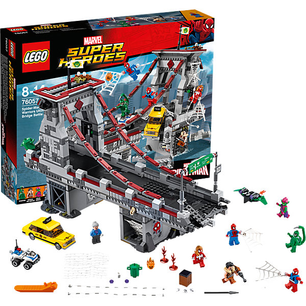 LEGO Super Heroes 76057: Человек-паук: последний бой воинов паутины LEGO Super Heroes 76057: Человек-паук: последний бой воинов паутиныПластмассовые конструкторы<br>Человека-Паука обожает множество современных мальчишек, поэтому набор Лего, из которого можно собрать разные сюжеты про его подвиги, обязательно порадует ребенка. Такие игрушки помогают детям развивать воображение, мелкую моторику, логику и творческое мышление.<br>Набор состоит из множества деталей, с помощью которых можно собрать декорации для супергероя, а также в нем есть фигурки любимых персонажей и злодеев! С таким комплектом можно придумать множество игр!<br><br>Дополнительная информация:<br><br>цвет: разноцветный;<br>материал: пластик;<br>количество деталей: 1092.<br><br>Набор Человек-паук: последний бой воинов паутины от бренда LEGO Super Heroes можно купить в нашем магазине.<br><br>Ширина мм: 482<br>Глубина мм: 373<br>Высота мм: 96<br>Вес г: 1751<br>Возраст от месяцев: 96<br>Возраст до месяцев: 168<br>Пол: Мужской<br>Возраст: Детский<br>SKU: 4641197