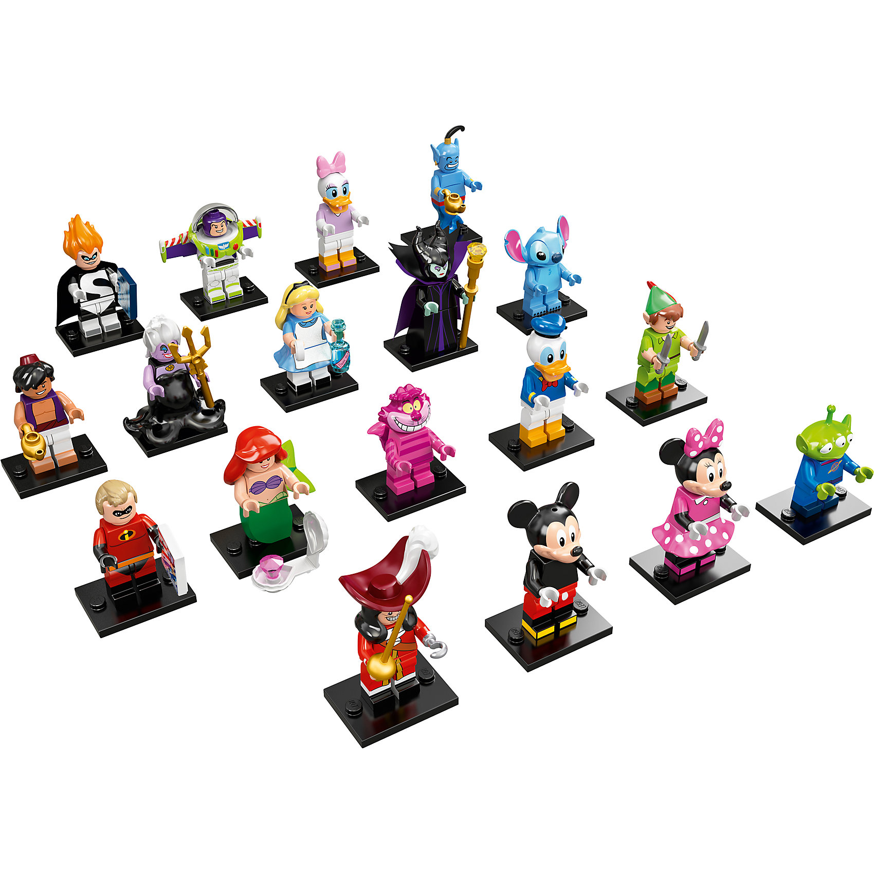 LEGO 71012: Минифигурки, серия Дисней LEGO 71012: Минифигурки, серия ДиснейLEGO<br>Новая серия минифигурок от ЛЕГО порадует всех любителей и коллекционеров.<br><br>Дополнительная информация:<br><br>В комплекте одна минифигурка-героя мультфильмов компании Дисней.<br>ВНИМАНИЕ! Данный артикул представлен в разных вариантах исполнения. К сожалению, заранее выбрать определенный вариант невозможно. При заказе нескольких минифигурок возможно получение одинаковых.<br>Возможные варианты: Mickey Mouse (Мики Маус), Minnie Mouse (Минни Маус), Donald Duck (Дональд Дак), Daisy Duck (Дейзи), Ariel (Ариэль), Ursula (Урсула), Peter Pan (Питер Пен), Captain Hook (Капитан Крюк), Stitch, Alice (Алиса), Cheshire Cat (Чеширский Кот), Maleficent, Mr. Incredible, Syndrome, Aladdin, Genie, Buzz Lightyear, Pizza Planet, Alien.<br><br>LEGO 71012: Минифигурки, серия Дисней (Disney) можно купить в нашем магазине.<br><br>Ширина мм: 113<br>Глубина мм: 88<br>Высота мм: 17<br>Вес г: 11<br>Возраст от месяцев: 60<br>Возраст до месяцев: 144<br>Пол: Унисекс<br>Возраст: Детский<br>SKU: 4641214