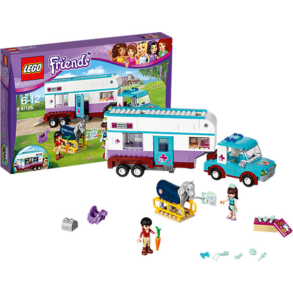 LEGO Friends 41125: Ветеринарная машина для лошадок LEGO Friends 41125: Ветеринарная машина для лошадокКонструкторы Лего<br>Игры с конструктором обожает множество современных девочек, поэтому набор Лего, из которого можно собрать разные сюжеты про героев и её приключения, обязательно порадует ребенка. Такие игрушки помогают детям развивать воображение, мелкую моторику, логику и творческое мышление.<br>Набор состоит из множества деталей, с помощью которых можно собрать декорации для игр, а также в нем есть фигурки любимых персонажей! С таким комплектом можно придумать множество игр!<br><br>Дополнительная информация:<br><br>цвет: разноцветный;<br>размер коробки: 35 x 29 x 5 см;<br>вес: 1000 г;<br>материал: пластик;<br>количество деталей: 370.<br><br>Набор Ветеринарная машина для лошадок от бренда LEGO Friends можно купить в нашем магазине.<br><br>Ширина мм: 382<br>Глубина мм: 261<br>Высота мм: 58<br>Вес г: 639<br>Возраст от месяцев: 72<br>Возраст до месяцев: 144<br>Пол: Женский<br>Возраст: Детский<br>SKU: 4641217