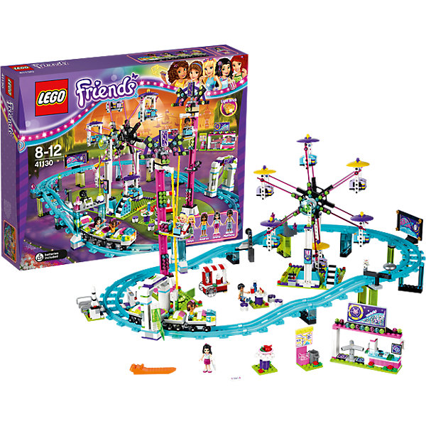 LEGO Friends 41130: Парк развлечений: американские горки LEGO Friends 41130: Парк развлечений: американские горкиКонструкторы Лего<br>Характеристики:<br><br>• Предназначение: набор для конструирования, сюжетно-ролевые игры<br>• Пол: для девочек<br>• Материал: пластик<br>• Цвет: бирюзовый, желтый, зеленый, сиреневый, белый, черный<br>• Серия LEGO: Friends<br>• Размер упаковки (Д*Ш*В): 9,4*37,8*48 см<br>• Вес: 1 кг 620 г<br>• Количество деталей: 1124 шт.<br>• Наличие светового эффекта<br>• Комплектация: детали для колеса обозрения, американских горок, башни свободного падения, кассы с входом и фуд-корта, информационный стенд, 4 мини-фигурки и другие аксессуары<br>• Батарейки: 2 шт. типа LR41 (предусмотрены в комплекте)<br><br>LEGO Friends 41130: Парк развлечений: американские горки – набор от всемирно известного производителя конструкторов для детей всех возрастных категорий. LEGO Creator 31051: Парк развлечений является флагманским набором серии Friends. Элементы конструктора позволяют сконструировать парк с различными аттракционами: колесо обозрения, американские горки, башня свободного падения. Колесо обозрения вращается, оснащено шестью кабинками. Разнообразие и богатство элементов позволят воссоздавать юному конструктору атрибуты городского парка развлечений: тележка с мороженым, фуд-корт, где можно перекусить хот-догами и фруктами. В комплекте предусмотрена яркая инструкция, которая научит вашего ребенка действовать по образцу. Набор оснащен светодиодным блоком, который светится при запуске аттракциона с горками.<br>Игры с конструкторами LEGO развивают усидчивость, внимательность, мелкую моторику рук, способствуют формированию конструкторского мышления. С набором LEGO Friends 41130: Парк развлечений: американские горки ваш ребенок сможет придумывать целые сюжетные истории, развивая тем самым воображение и обогащая свой словарный запас. <br><br>LEGO Friends 41130: Парк развлечений: американские горки можно купить в нашем интернет-магазине.<br><br>Ширина мм: 473<br>Глубина мм: 373<br>Высота мм: 96<br>Вес г: 1698<br>Возраст от месяцев: 96<br>Возраст до месяцев: 144<br>Пол: Женский<br>Возраст: Детский<br>SKU: 4641222