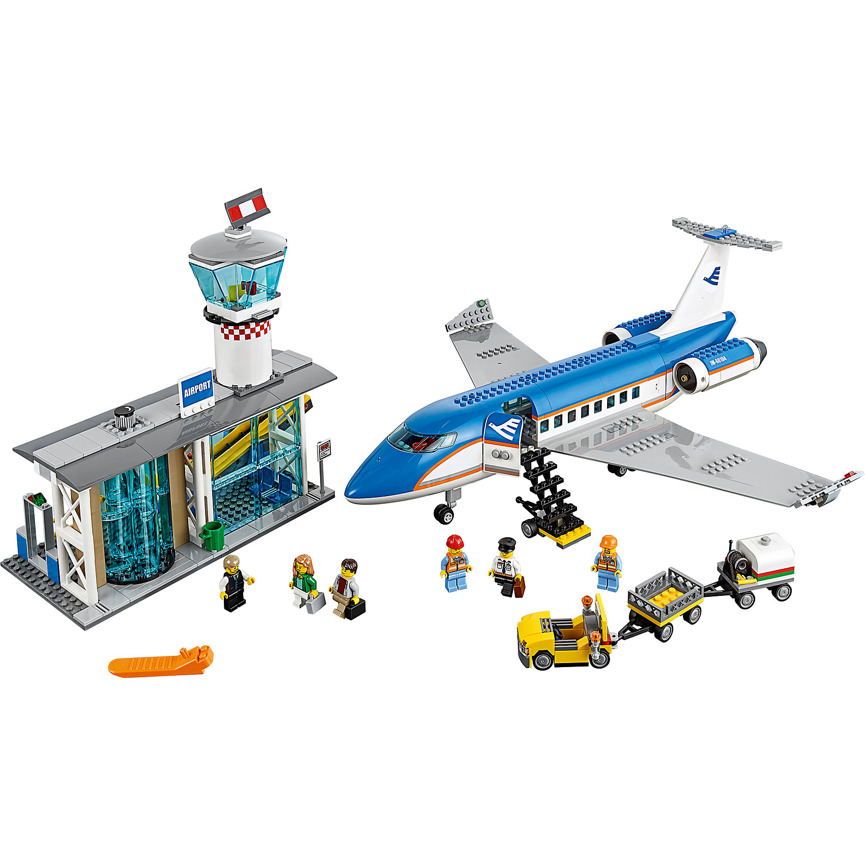 LEGO City 60104: Пассажирский терминал аэропорта LEGO City 60104: Пассажирский терминал аэропортаLEGO<br>Хочешь совершить путешествие на самолете? Скорее входи в прозрачные вращающиеся двери, регистрируйся на рейс, сдавай чемоданы в багаж, немного подожди в зоне ожидания, а потом проходи на посадку. Хорошего полета! <br><br>LEGO City (ЛЕГО Сити) - серия детских конструкторов ЛЕГО, с помощью которого ваш ребенок может погрузиться в мир мегаполиса. Эта серия поможет ребенку понять, как устроена жизнь города, какие функции выполняют те или иные люди и техника. Предлагает на выбор огромное множество профессий, сфер деятельности и ситуаций, связанных с ними.<br><br>Дополнительная информация:<br><br>- Конструкторы ЛЕГО развивают усидчивость, внимание, фантазию и мелкую моторику. <br>- 6 минифигурок.<br>- Количество деталей: 694. <br>- Комплектация: 6 минифигурок, самолет, вход в аэропорт, служебный автомобиль для перевозки багажа, аксессуары.<br>- Серия ЛЕГО Сити (LEGO City).<br>- Материал: пластик.<br>- Размер упаковки: 48x37,8x9,4 см.<br>- Вес: 2,11 кг.<br><br>Конструктор LEGO City 60104: Пассажирский терминал аэропорта можно купить в нашем магазине.<br><br>Ширина мм: 481<br>Глубина мм: 378<br>Высота мм: 94<br>Вес г: 1900<br>Возраст от месяцев: 72<br>Возраст до месяцев: 144<br>Пол: Мужской<br>Возраст: Детский<br>SKU: 4641239