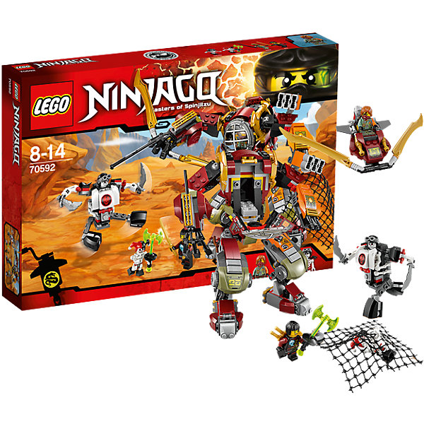 LEGO NINJAGO 70592: Робот-спасатель LEGO NINJAGO 70592: Робот-спасательПластмассовые конструкторы<br>Конструкторы и приключения обожает множество современных мальчишек, поэтому набор Лего, из которого можно собрать интересный сюжет, обязательно порадует ребенка. Такие игрушки помогают детям развивать воображение, мелкую моторику, логику и творческое мышление.<br>Набор состоит из множества деталей, с помощью которых можно собрать декорации для игр, а также в нем есть фигурки любимых персонажей! С таким комплектом можно придумать множество игр!<br><br>Дополнительная информация:<br><br>цвет: разноцветный;<br>размер коробки: 38 х 6 х 26 см;<br>вес: 568 г;<br>материал: пластик;<br>количество деталей: 439.<br><br>Набор Робот-спасатель от бренда LEGO NINJAGO можно купить в нашем магазине.<br><br>Ширина мм: 385<br>Глубина мм: 261<br>Высота мм: 63<br>Вес г: 574<br>Возраст от месяцев: 96<br>Возраст до месяцев: 168<br>Пол: Мужской<br>Возраст: Детский<br>SKU: 4641243