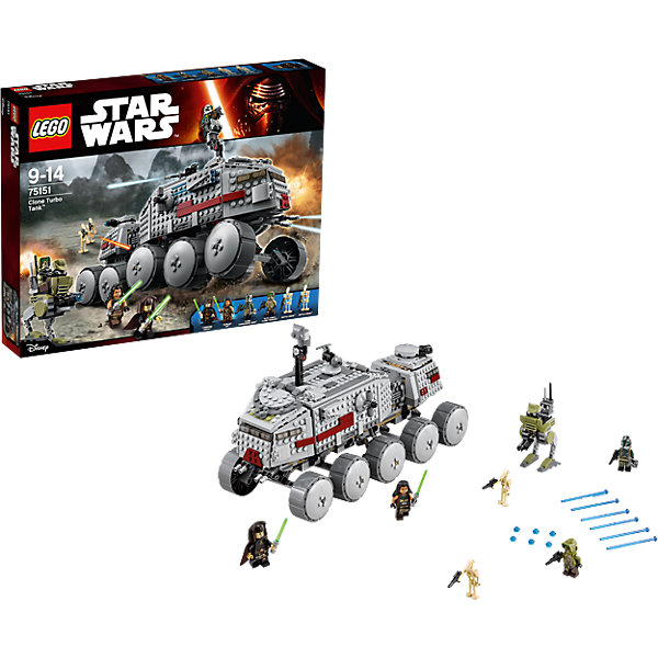 LEGO Star Wars 75151: Турботанк Клонов LEGO Star Wars 75151: Турботанк КлоновПластмассовые конструкторы<br>Какой ребенок не интересуют темой космоса?! Фильм Звездные войны и его героев любят множество современных мальчишек, поэтому набор Лего Star Wars, из которого можно собрать интересный сюжет по этому фильму, обязательно порадует ребенка. Такие игрушки помогают детям развивать воображение, мелкую моторику, логику и творческое мышление.<br>Набор состоит из множества деталей конструктора - с их помощью можно собрать декорации для игр, транспорт, а также в нем есть фигурки любимых персонажей! С таким комплектом можно придумать множество игр!<br><br>Дополнительная информация:<br><br>цвет: разноцветный;<br>размер коробки: 48 х 7 х 38 см;<br>вес: 1430 г;<br>материал: пластик;<br>количество деталей: 903.<br><br>Набор Турботанк Клонов от бренда LEGO Star Wars можно купить в нашем магазине.<br><br>Ширина мм: 481<br>Глубина мм: 373<br>Высота мм: 73<br>Вес г: 1413<br>Возраст от месяцев: 108<br>Возраст до месяцев: 168<br>Пол: Мужской<br>Возраст: Детский<br>SKU: 4641250