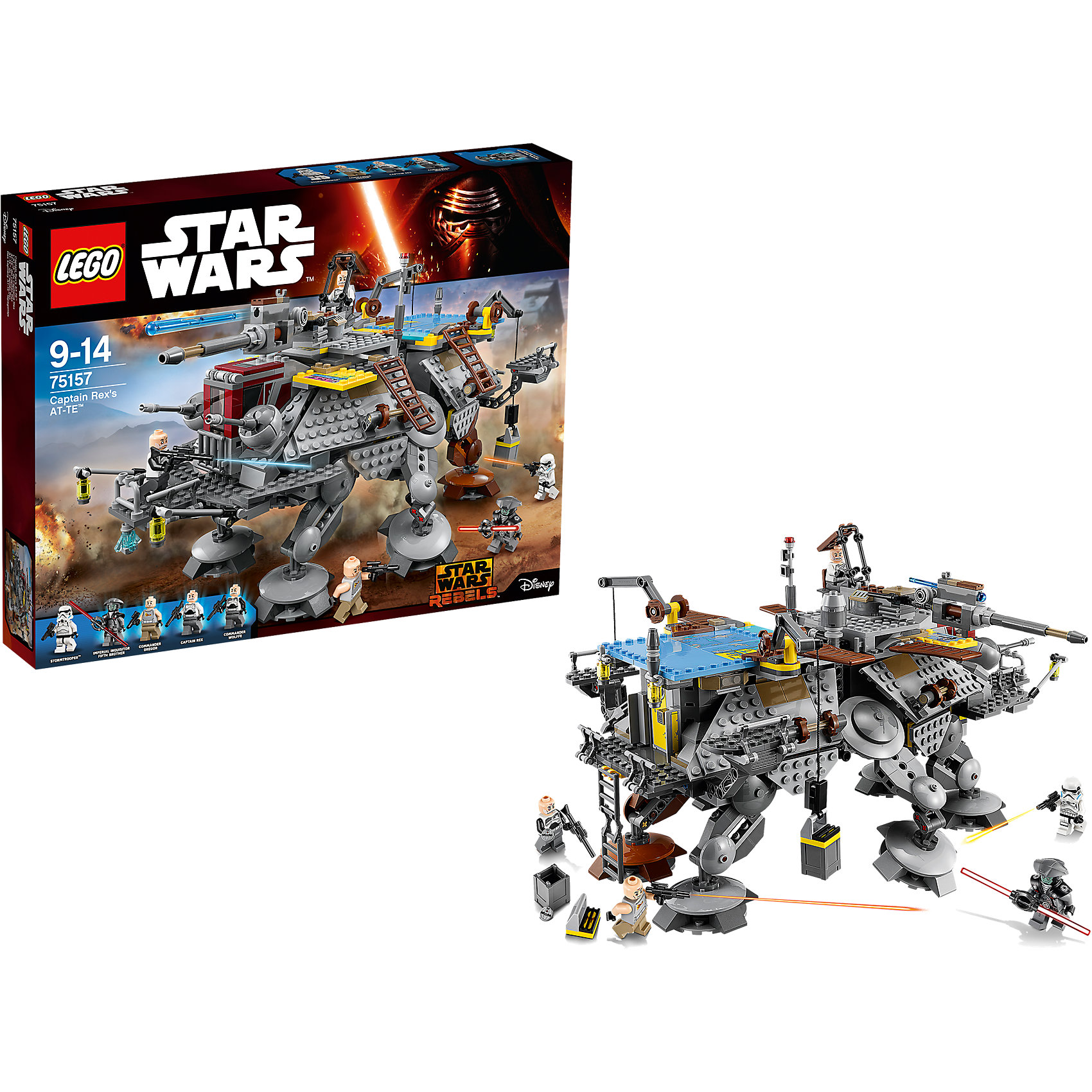 LEGO Star Wars 75157: Шагающий штурмовой вездеход AT-TE капитана Рекса LEGO Star Wars 75157: Шагающий штурмовой вездеход AT-TE капитана РексаПластмассовые конструкторы<br>Фильм Звездные войны и его героев любят множество современных мальчишек, поэтому набор Лего Star Wars, из которого можно собрать интересный сюжет по этому фильму, обязательно порадует ребенка. Такие игрушки помогают детям развивать воображение, мелкую моторику, логику и творческое мышление.<br>Набор состоит из множества деталей конструктора - с их помощью можно собрать декорации для игр, транспорт, а также в нем есть фигурки любимых персонажей! С таким комплектом можно придумать множество игр!<br><br>Дополнительная информация:<br><br>цвет: разноцветный;<br>размер коробки: 48 х 7 х 38 см;<br>вес: 1412 г;<br>материал: пластик;<br>количество деталей: 972.<br><br>Набор Шагающий штурмовой вездеход AT-TE капитана Рекса от бренда LEGO Star Wars можно купить в нашем магазине.<br><br>Ширина мм: 481<br>Глубина мм: 378<br>Высота мм: 73<br>Вес г: 1575<br>Возраст от месяцев: 108<br>Возраст до месяцев: 168<br>Пол: Мужской<br>Возраст: Детский<br>SKU: 4641253