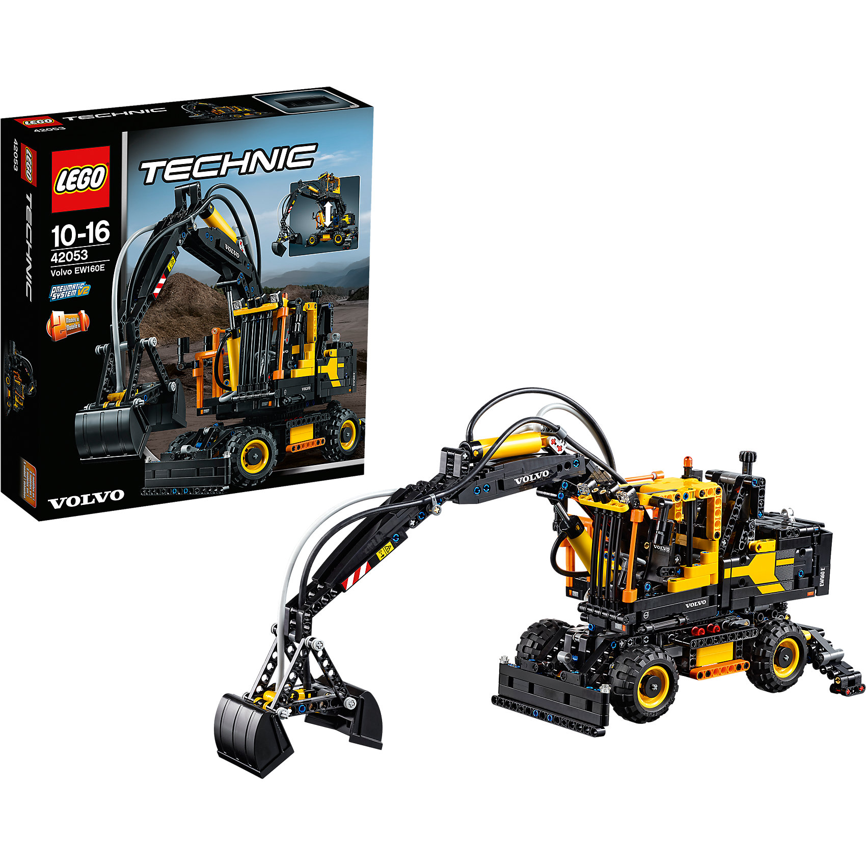 LEGO Technic 42053: Экскаватор Volvo EW 160E LEGO Technic 42053: Экскаватор Volvo EW 160EПластмассовые конструкторы<br>Собрать самому экскаватор - это так увлекательно! Разнообразную технику и конструкторы обожает множество современных мальчишек, поэтому набор Лего Technic, из которого можно собрать экскаватор, выглядящий почти как настоящий, обязательно порадует ребенка. Такие игрушки помогают детям развивать воображение, мелкую моторику, логику и творческое мышление.<br>Набор состоит из множества деталей, с помощью которых можно собрать действительно крутую машину с большими функциональными способностями! С таким комплектом можно придумать множество игр!<br><br>Дополнительная информация:<br><br>цвет: разноцветный;<br>размер коробки: 38 х 9 х 35 см;<br>вес: 1644 г;<br>материал: пластик;<br>количество деталей: 1166.<br><br>Набор Экскаватор Volvo EW 160E от бренда LEGO Technic можно купить в нашем магазине.<br><br>Ширина мм: 355<br>Глубина мм: 375<br>Высота мм: 99<br>Вес г: 1712<br>Возраст от месяцев: 120<br>Возраст до месяцев: 192<br>Пол: Мужской<br>Возраст: Детский<br>SKU: 4641257