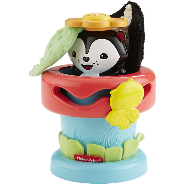Игрушка в горшочке, Fisher Price Игрушка в горшочке, Fisher PriceРазвивающие центры<br>С игрушкой в горшочке от торговой марки Fisher-Price (Фишер Прайс) всегда весело. На первой стадии можно нажимать на прячущегося скунса, чтобы тот мог прятаться и показываться. На втором этапе можно играть в «положи и возьми» — вытаскивая игрушку из горшочка, малыш слышит звуковой сигнал. Мягкая «трава», фактурный плюшевый хвост и текстура листьев развивают тактильные ощущения. Жучок на верхушке цветочного горшка вертится и бегает по траектории, развивая тонкую моторику. С ним можно играть отдельно от горшка, так как он вынимается из него. А еще у него мягкий текстильный хвостик, который шуршит, если его потрогать. Ванильный запах цветов развивает обоняние младенца. <br><br>Дополнительная информация:<br><br>- возраст: с 3 месяцев.<br>- материал: пластмасса <br>- размер упаковки: 24*15*14 см.<br>- торговая марка: Fisher-Price<br><br>Игрушку в горшочке от торговой марки Fisher-Price (Фишер Прайс) можно купить в нашем интернет-магазине<br><br>Ширина мм: 243<br>Глубина мм: 137<br>Высота мм: 142<br>Вес г: 432<br>Возраст от месяцев: 3<br>Возраст до месяцев: 24<br>Пол: Унисекс<br>Возраст: Детский<br>SKU: 4641710