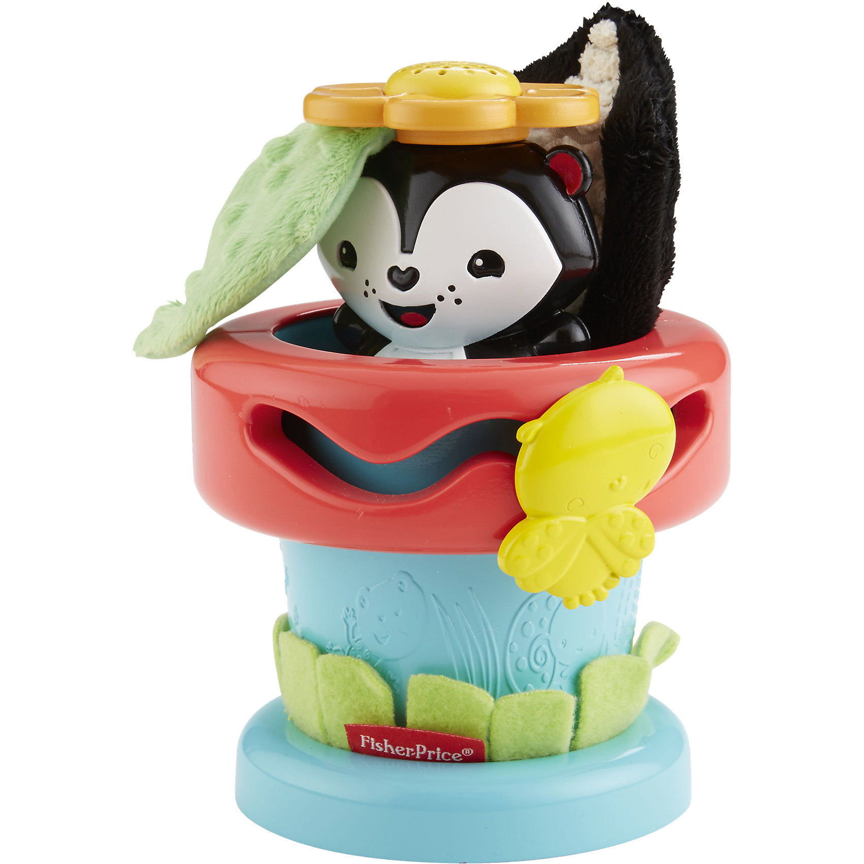 Игрушка в горшочке, Fisher Price Игрушка в горшочке, Fisher PriceРазвивающие игрушки<br>С игрушкой в горшочке от торговой марки Fisher-Price (Фишер Прайс) всегда весело. На первой стадии можно нажимать на прячущегося скунса, чтобы тот мог прятаться и показываться. На втором этапе можно играть в «положи и возьми» — вытаскивая игрушку из горшочка, малыш слышит звуковой сигнал. Мягкая «трава», фактурный плюшевый хвост и текстура листьев развивают тактильные ощущения. Жучок на верхушке цветочного горшка вертится и бегает по траектории, развивая тонкую моторику. С ним можно играть отдельно от горшка, так как он вынимается из него. А еще у него мягкий текстильный хвостик, который шуршит, если его потрогать. Ванильный запах цветов развивает обоняние младенца. <br><br>Дополнительная информация:<br><br>- возраст: с 3 месяцев.<br>- материал: пластмасса <br>- размер упаковки: 24*15*14 см.<br>- торговая марка: Fisher-Price<br><br>Игрушку в горшочке от торговой марки Fisher-Price (Фишер Прайс) можно купить в нашем интернет-магазине<br><br>Ширина мм: 269<br>Глубина мм: 190<br>Высота мм: 165<br>Вес г: 435<br>Возраст от месяцев: 3<br>Возраст до месяцев: 24<br>Пол: Унисекс<br>Возраст: Детский<br>SKU: 4641710