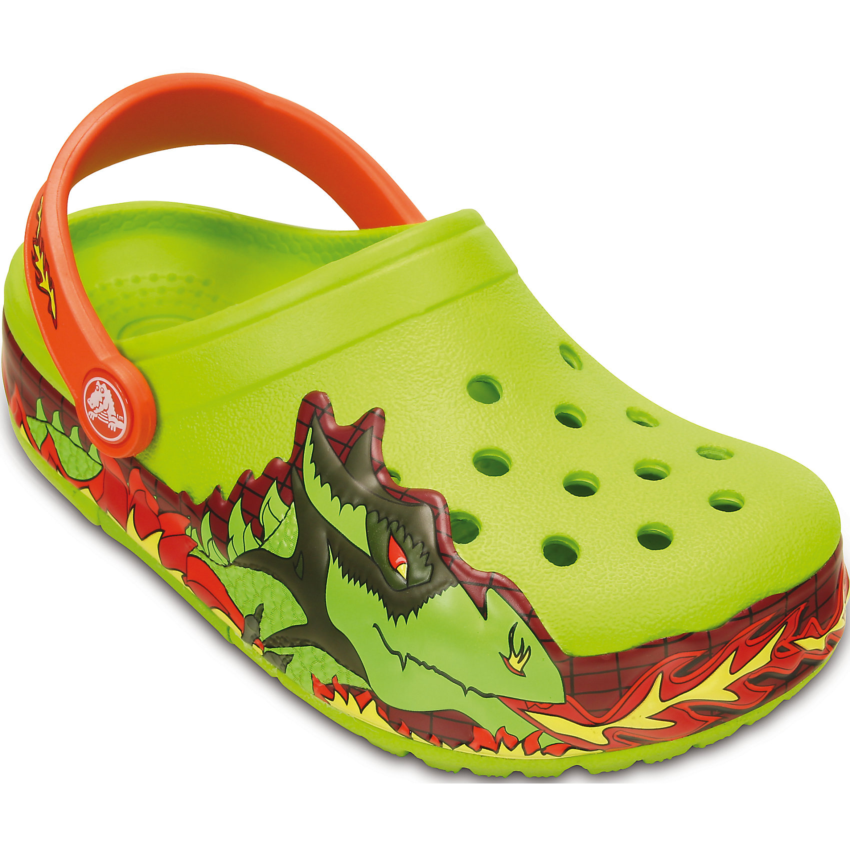 Сабо Kids’ CrocsLights Fire Dragon Clog для мальчика Crocs Сабо Kids’ CrocsLights Fire Dragon Clog для мальчика CrocsПляжная обувь<br>Характеристики товара:<br><br>• цвет: зеленый<br>• материал: 100% полимер Croslite™<br>• литая модель<br>• вентиляционные отверстия<br>• бактериостатичный материал<br>• пяточный ремешок фиксирует стопу<br>• толстая устойчивая подошва<br>• отверстия для использования украшений<br>• анатомическая стелька с массажными точками стимулирует кровообращение<br>• страна бренда: США<br>• страна изготовитель: Китай<br><br>Для правильного развития ребенка крайне важно, чтобы обувь была удобной. Такие сабо обеспечивают детям необходимый комфорт, а анатомическая стелька с массажными линиями для стимуляции кровообращения позволяет ножкам дольше не уставать. Сабо легко надеваются и снимаются, отлично сидят на ноге. Материал, из которого они сделаны, не дает размножаться бактериям, поэтому такая обувь препятствует образованию неприятного запаха и появлению болезней стоп. <br>Обувь от американского бренда Crocs в данный момент завоевала широкую популярность во всем мире, и это не удивительно - ведь она невероятно удобна. Её носят врачи, спортсмены, звёзды шоу-бизнеса, люди, которым много времени приходится бывать на ногах - они понимают, как важна комфортная обувь. Продукция Crocs - это качественные товары, созданные с применением новейших технологий. Обувь отличается стильным дизайном и продуманной конструкцией. Изделие производится из качественных и проверенных материалов, которые безопасны для детей.<br><br>Сабо Kids’ CrocsLights Fire Dragon Clog для мальчика от торговой марки Crocs можно купить в нашем интернет-магазине.<br><br>Ширина мм: 225<br>Глубина мм: 139<br>Высота мм: 112<br>Вес г: 290<br>Цвет: зеленый<br>Возраст от месяцев: 24<br>Возраст до месяцев: 24<br>Пол: Мужской<br>Возраст: Детский<br>Размер: 25,34/35,27,28,24,23,30,29,33/34,26,33/34,31/32<br>SKU: 4651834