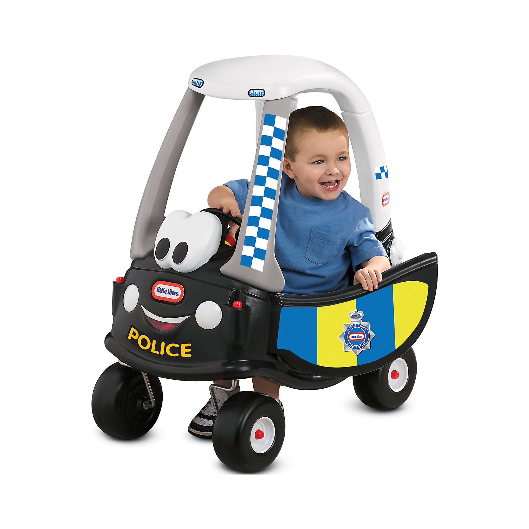 Каталка Полиция, черная, Little Tikes Каталка Полиция, черная, Little TikesМашинки-каталки<br>Оригинальная каталка полиция - новинка от компании Little Tikes. Ребенок может кататься самостоятельно, отталкиваясь ногами от земли, либо его может катать мама - для этого каталка оснащена удобной ручкой с отверстием для бутылочки. Вместительный салон декорирован рулем и панелью с ключом зажигания и спидометром, имитирующими интерьер настоящего автомобиля, также имеется крышка бака для заправки.<br>Прочные колеса вращаются на 360°. Предназначена для детей от 1,5 до 5 лет.<br><br>Ширина мм: 400<br>Глубина мм: 730<br>Высота мм: 410<br>Вес г: 9540<br>Возраст от месяцев: 18<br>Возраст до месяцев: 72<br>Пол: Унисекс<br>Возраст: Детский<br>SKU: 4653319