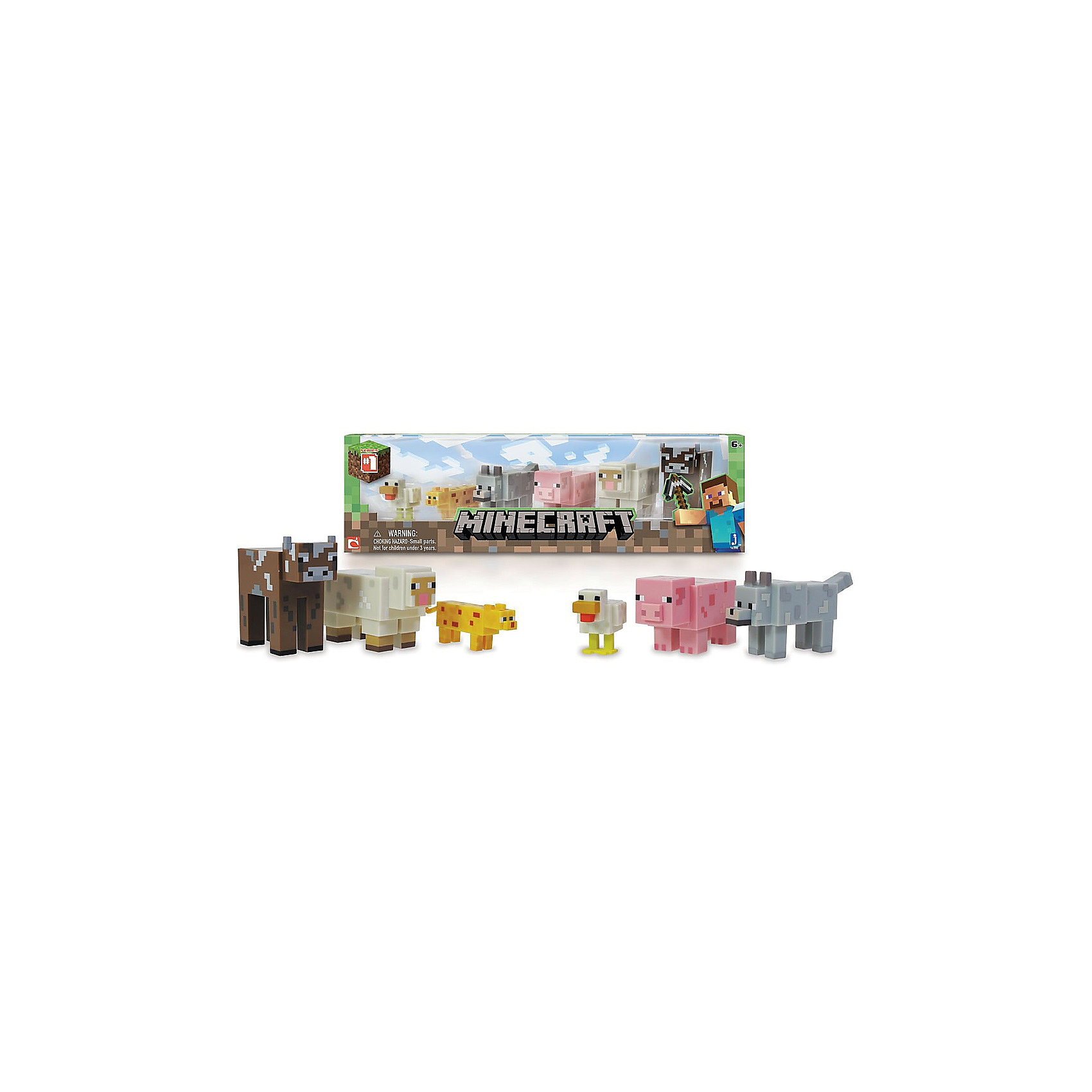Игровой набор Живтоные, Minecraft Игровой набор Живтоные, MinecraftЛюбимые герои<br>Игровой набор Животные, Minecraft – это прекрасный подарок для поклонника популярной игры Minecraft.<br>Игровой набор Животные приведет в восторг поклонников компьютерной игры Minecraft. Теперь ваш ребенок сможет отвлечься от компьютера или планшета, не отрываясь от любимой забавы! Животные в игре «Майнкрафт» - это источник ценных ресурсов и вообще повод извлечь для себя какую-нибудь пользу. Хотя некоторых зверей, определенно, стоит сторониться. В игровом наборе по мотивам знаменитой игры Minecraft содержатся 6 стилизованных фигурок животных в фирменном и уникальном пикселизированном стиле. Фигурки созданы из качественного пластика, их очень приятно держать в руках, их головы и конечности подвижные. Фигурки прекрасно детализированы, реалистично раскрашены, очень похожи на персонажей компьютерной игры.<br><br>Дополнительная информация:<br><br>- В наборе подвижные фигурки: курица, оцелот, ручной волк, свинья, овца, корова<br>- Материал: пластик<br>- Размер упаковки: 14,5х5х17,5см.<br><br>Игровой набор Животные, Minecraft можно купить в нашем интернет-магазине.<br><br>Ширина мм: 145<br>Глубина мм: 50<br>Высота мм: 175<br>Вес г: 225<br>Возраст от месяцев: 72<br>Возраст до месяцев: 144<br>Пол: Унисекс<br>Возраст: Детский<br>SKU: 4655080