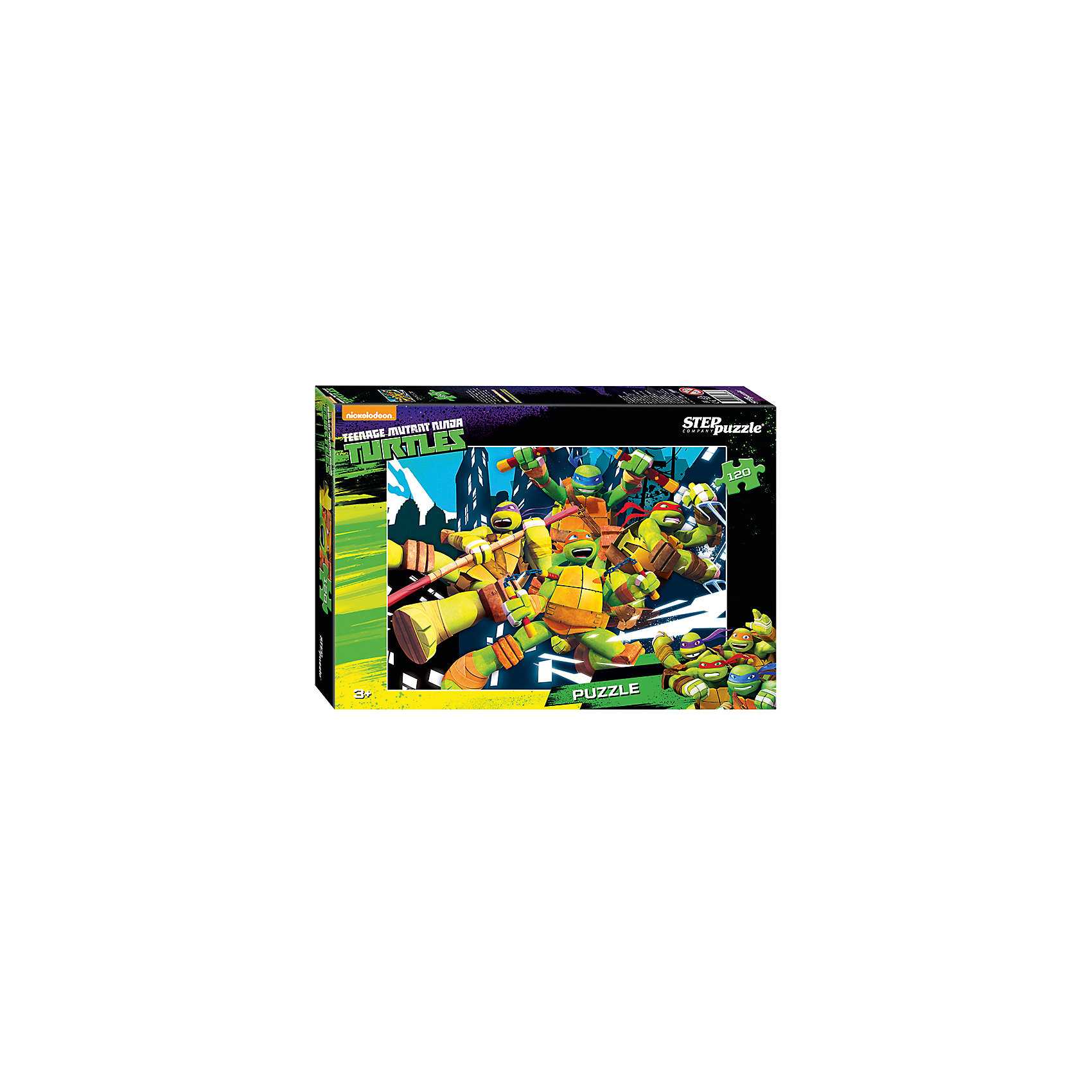 Пазл Черепашки Ниндзя, 120 деталей, Step Puzzle Пазл Черепашки Ниндзя, 120 деталей, Step PuzzleКлассические пазлы<br>Пазл Черепашки Ниндзя, 120 деталей, от марки Step Puzzle<br><br>Кто не любит собирать пазлы? За этим занятием с удовольствием проводят вечера и взрослые, и дети. Такое занятие поможет ребенку развить моторику, активизировать мыслительные процессы, улучшить внимание и тренировать память.<br>Процесс собирания пазла способен стать объединяющим занятием! На картинке изображены любимые детьми герои мультфильмов, комиксов и фильмов Черепашки Ниндзя. Продукция данной компании сделана из проверенных материалов, безвредных для детей. Каждая деталь выполнена очень качественно. <br><br>Отличительные особенности пазла:<br><br>- количество элементов: 120;<br>- картинка: Черепашки Ниндзя;<br>- размер картинки: 230x165 мм;<br>- размер упаковки: 175х125х35 мм.<br><br>Пазл Черепашки Ниндзя, 120 деталей, от марки Step Puzzle можно купить в нашем магазине.<br><br>Ширина мм: 800<br>Глубина мм: 295<br>Высота мм: 240<br>Вес г: 400<br>Возраст от месяцев: 36<br>Возраст до месяцев: 84<br>Пол: Унисекс<br>Возраст: Детский<br>Количество деталей: 120<br>SKU: 4661337