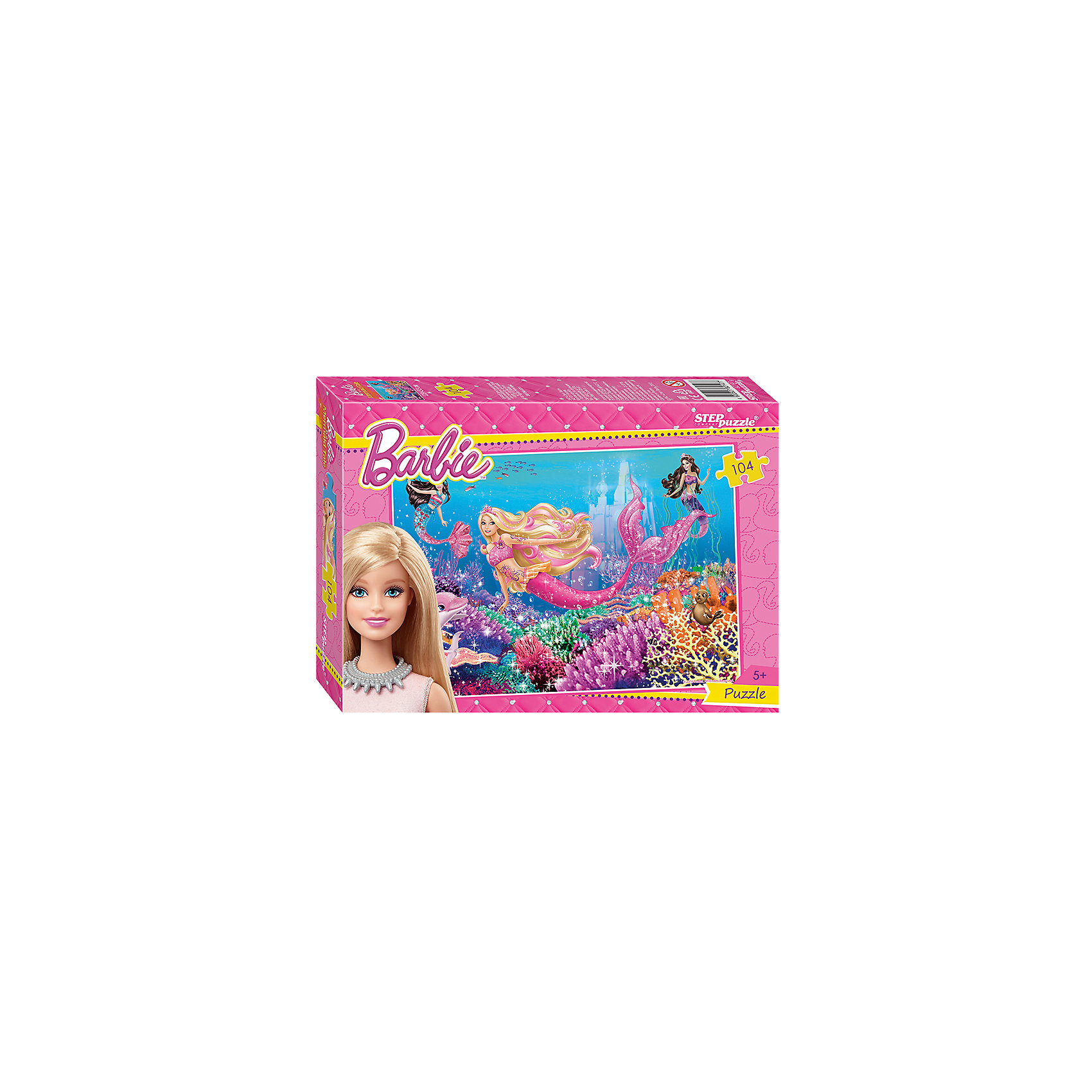 Пазл Барби, 104 детали, Step Puzzle Пазл Барби, 104 детали, Step PuzzleКлассические пазлы<br>Пазл Барби, 104 детали, от марки Step Puzzle<br><br>Кто не любит собирать пазлы? За этим занятием с удовольствием проводят вечера и взрослые, и дети. Такое занятие поможет ребенку развить моторику, активизировать мыслительные процессы, улучшить внимание и тренировать память.<br>Процесс собирания пазла способен стать объединяющим занятием! На картинке изображена Барби, героиня любимого девочками мультфильма. Продукция данной компании сделана из проверенных материалов, безвредных для детей. Каждая деталь выполнена очень качественно. <br><br>Отличительные особенности пазла:<br><br>- количество элементов: 104;<br>- картинка: Барби;<br>- размер деталей: 30х25 мм;<br>- размер картинки: 330х230 мм;<br>- размер упаковки: 195х137х35 мм.<br><br>Пазл Барби, 104 деталей от марки Step Puzzle можно купить в нашем магазине.<br><br>Ширина мм: 800<br>Глубина мм: 295<br>Высота мм: 240<br>Вес г: 300<br>Возраст от месяцев: 60<br>Возраст до месяцев: 120<br>Пол: Унисекс<br>Возраст: Детский<br>Количество деталей: 104<br>SKU: 4661353