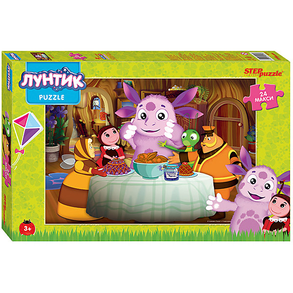 Пазл Лунтик, 24 MAXI детали, Step Puzzle Пазл Лунтик, 24 MAXI детали, Step PuzzleПазлы для малышей<br>Пазл Лунтик, 24 MAXI детали, от марки Step Puzzle<br><br>Очень большие детали помогут собрать пазл даже самым маленьким! Кто не любит собирать пазлы? За этим занятием с удовольствием проводят вечера и взрослые, и дети. Такое занятие поможет ребенку развить моторику, активизировать мыслительные процессы, улучшить внимание и тренировать память.<br>Процесс собирания пазла способен стать объединяющим занятием! На картинке изображены герои из любимого детьми мультфильма Лунтик. Продукция данной компании сделана из проверенных материалов, безвредных для детей. Каждая деталь выполнена очень качественно. <br><br>Отличительные особенности пазла:<br><br>- количество элементов: 24;<br>- картинка: герои м/ф Лунтик;<br>- размер деталей: 80х85 мм;<br>- размер картинки: 500x345 мм;<br>- размер упаковки: 375х245х40 мм.<br><br>Пазл Лунтик, 24 MAXI детали, от марки Step Puzzle можно купить в нашем магазине.<br><br>Ширина мм: 830<br>Глубина мм: 415<br>Высота мм: 195<br>Вес г: 300<br>Возраст от месяцев: 36<br>Возраст до месяцев: 84<br>Пол: Унисекс<br>Возраст: Детский<br>Количество деталей: 24<br>SKU: 4661359