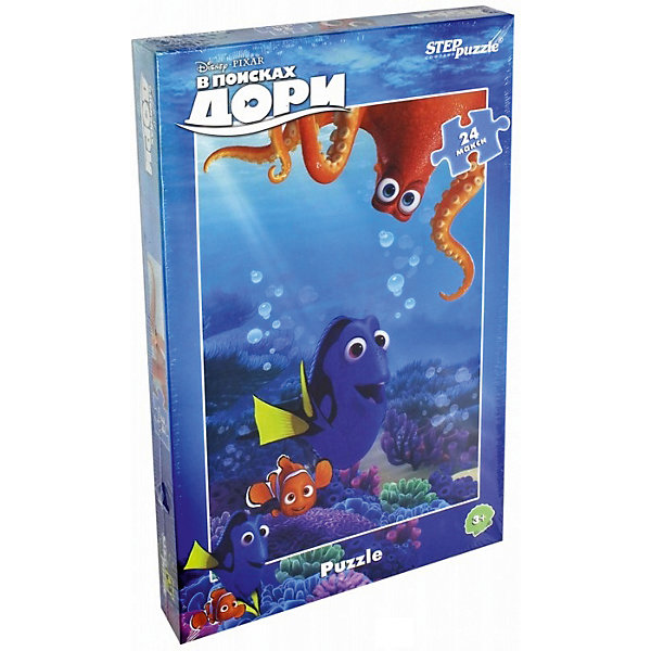 Пазл В поисках Дори, 24 MAXI детали, Step Puzzle Пазл В поисках Дори, 24 MAXI детали, Step PuzzleПазлы для малышей<br>Пазл В поисках Дори, 24 MAXI детали, от марки Step Puzzle<br><br>Очень большие детали помогут собрать пазл даже самым маленьким! Кто не любит собирать пазлы? За этим занятием с удовольствием проводят вечера и взрослые, и дети. Такое занятие поможет ребенку развить моторику, активизировать мыслительные процессы, улучшить внимание и тренировать память.<br>Процесс собирания пазла способен стать объединяющим занятием! На картинке изображены герои из любимого детьми мультфильма В поисках Дори. Продукция данной компании сделана из проверенных материалов, безвредных для детей. Каждая деталь выполнена очень качественно. <br><br>Отличительные особенности пазла:<br><br>- количество элементов: 24;<br>- картинка: герои м/ф В поисках Дори;<br>- размер деталей: 90х85 мм;<br>- размер картинки: 500x345 мм;<br>- размер упаковки: 375х245х40 мм.<br><br>Пазл В поисках Дори, 24 MAXI детали, от марки Step Puzzle можно купить в нашем магазине.<br><br>Ширина мм: 830<br>Глубина мм: 415<br>Высота мм: 195<br>Вес г: 300<br>Возраст от месяцев: 36<br>Возраст до месяцев: 84<br>Пол: Унисекс<br>Возраст: Детский<br>Количество деталей: 24<br>SKU: 4661365