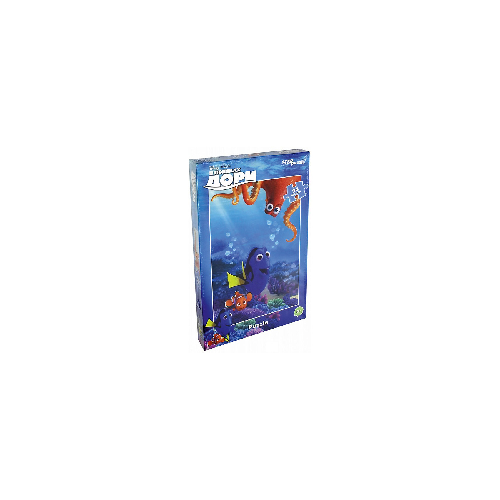 Пазл В поисках Дори, 24 MAXI детали, Step Puzzle Пазл В поисках Дори, 24 MAXI детали, Step PuzzleПазлы для малышей<br>Пазл В поисках Дори, 24 MAXI детали, от марки Step Puzzle<br><br>Очень большие детали помогут собрать пазл даже самым маленьким! Кто не любит собирать пазлы? За этим занятием с удовольствием проводят вечера и взрослые, и дети. Такое занятие поможет ребенку развить моторику, активизировать мыслительные процессы, улучшить внимание и тренировать память.<br>Процесс собирания пазла способен стать объединяющим занятием! На картинке изображены герои из любимого детьми мультфильма В поисках Дори. Продукция данной компании сделана из проверенных материалов, безвредных для детей. Каждая деталь выполнена очень качественно. <br><br>Отличительные особенности пазла:<br><br>- количество элементов: 24;<br>- картинка: герои м/ф В поисках Дори;<br>- размер деталей: 90х85 мм;<br>- размер картинки: 500x345 мм;<br>- размер упаковки: 375х245х40 мм.<br><br>Пазл В поисках Дори, 24 MAXI детали, от марки Step Puzzle можно купить в нашем магазине.<br><br>Ширина мм: 830<br>Глубина мм: 415<br>Высота мм: 195<br>Вес г: 300<br>Возраст от месяцев: 36<br>Возраст до месяцев: 84<br>Пол: Унисекс<br>Возраст: Детский<br>Количество деталей: 24<br>SKU: 4661365