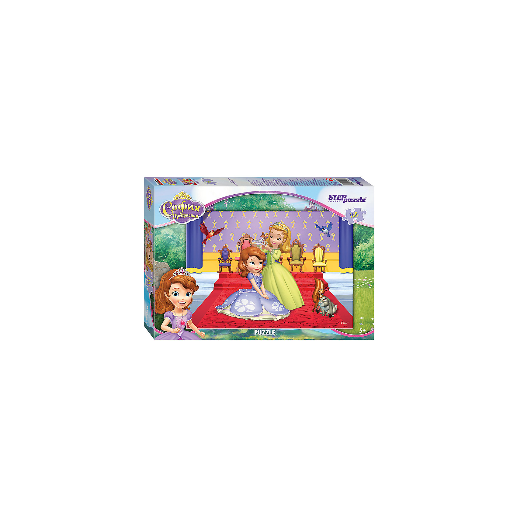 Пазл Принцесса София, 160 деталей, Step Puzzle Пазл Принцесса София, 160 деталей, Step PuzzleКлассические пазлы<br>Пазл Принцесса София, 160 деталей, от марки Step Puzzle<br><br>Кто не любит собирать пазлы? За этим занятием с удовольствием проводят вечера и взрослые, и дети. Такое занятие поможет ребенку развить моторику, активизировать мыслительные процессы, улучшить внимание и тренировать память.<br>Процесс собирания пазла способен стать объединяющим занятием! На картинке изображены герои из любимого детьми мультфильма София Прекрасная. Продукция данной компании сделана из проверенных материалов, безвредных для детей. Каждая деталь выполнена очень качественно. <br><br>Отличительные особенности пазла:<br><br>- количество элементов: 160;<br>- картинка: герои м/ф София Прекрасная;<br>- размер деталей: 20х22 мм;<br>- размер картинки: 345х240 мм;<br>- размер упаковки: 280х195х34 мм.<br><br>Пазл Принцесса София, 160 деталей, от марки Step Puzzle можно купить в нашем магазине.<br><br>Ширина мм: 800<br>Глубина мм: 295<br>Высота мм: 240<br>Вес г: 300<br>Возраст от месяцев: 60<br>Возраст до месяцев: 120<br>Пол: Унисекс<br>Возраст: Детский<br>Количество деталей: 160<br>SKU: 4661370