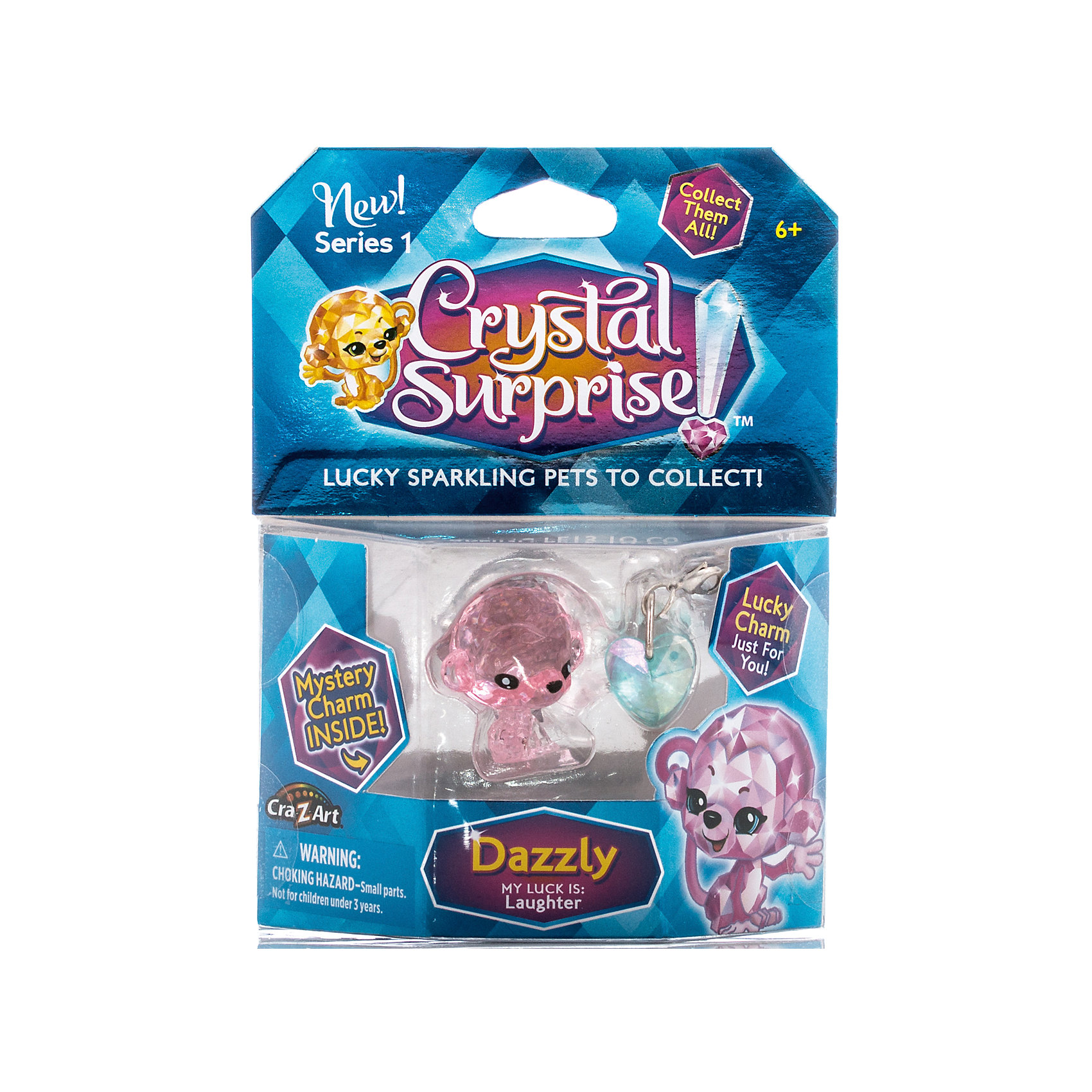 Фигурка Обезьянка+подвески, Crystal Surprise Фигурка Обезьянка+подвески, Crystal SurpriseПопулярные игрушки<br>Фигурка Crystal Surprise - искрящийся на солнце талисман. Эти волшебные зверьки будто сияют магией! Кристальные фигурки выполнены из высококачественного полупрозрачного пластика. У каждого зверька свой цвет и своя, особенная, история. Обезьянка Дезли (Dazzly) - фигурка талисман, приносящая радость. С этой обезьянкой не соскучишься - она всегда пытается всех развеселить и это ее волшебная сила. Фигурка сделана из материала, напоминающего кристалл с розоватым оттенком. В комплект, также, входит подвеска в виде сердечка, подвеска-сюрприз и буклет коллекционера. Украшение можно подвесить на рюкзак, использовать как брелок или украсить свой браслет.<br><br>Ширина мм: 110<br>Глубина мм: 150<br>Высота мм: 30<br>Вес г: 48<br>Возраст от месяцев: 36<br>Возраст до месяцев: 192<br>Пол: Женский<br>Возраст: Детский<br>SKU: 4663703