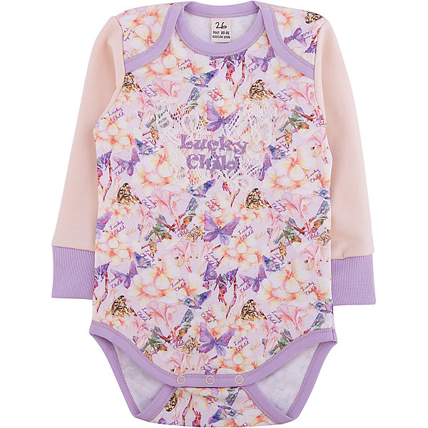 Боди для девочки Lucky Child Боди для девочки Lucky ChildБоди<br>Боди для девочки Lucky Child<br>Сочные краски этого боди из новой коллекции Lucky Child погружают нас в загадочную атмосферу тропических лесов: вьются упрямые лианы, порхают яркие бабочки и, кажется, слышно пение экзотических птиц… Эта вещь не только красива, но и уникальна: в ней использована оригинальная технология печати по аппликации из кружева. В таком бодике малыш будет смотреться очень эффектно!<br>Состав : 100% хлопок<br><br>Ширина мм: 157<br>Глубина мм: 13<br>Высота мм: 119<br>Вес г: 200<br>Цвет: бежевый<br>Возраст от месяцев: 12<br>Возраст до месяцев: 18<br>Пол: Женский<br>Возраст: Детский<br>Размер: 80/86,56/62,62/68,68/74,74/80<br>SKU: 4677809