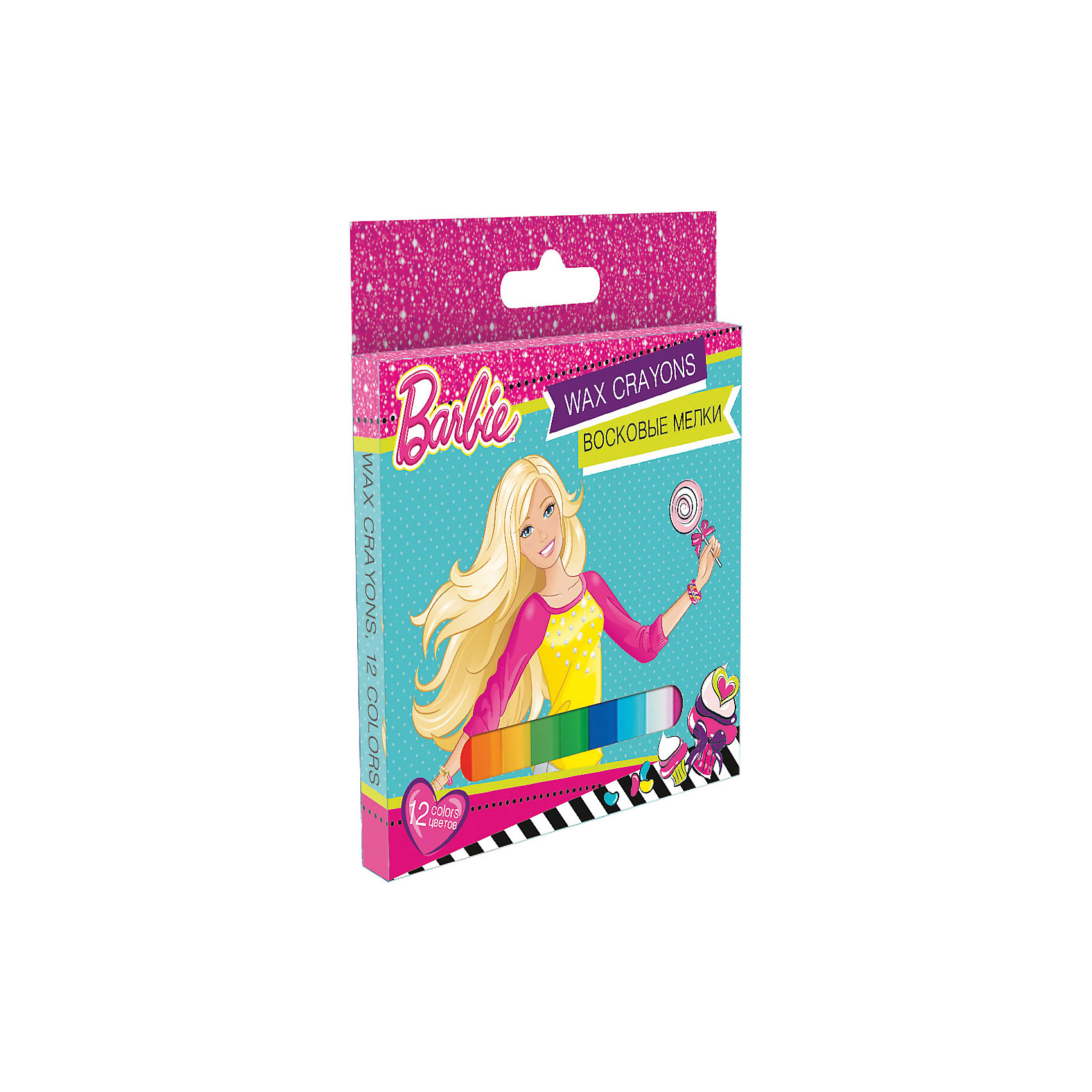 Восковые мелки, 12 цветов, Barbie Восковые мелки, 12 цветов, BarbieBarbie<br>Восковые мелки, Barbie, замечательно подойдут для рисования на бумаге и картоне. Мелки выполнены в форме карандашей и очень удобны в использовании. Благодаря своей мягкости, они прекрасно рисуют и обладают насыщенными цветами, что помогает создавать яркие картинки. Все мелки покрыты специальной оберткой, чтобы ребенок не испачкался во время рисования. В комплекте 12 разноцветных восковых мелков, упакованных в картонную розовую коробочку с изображением красавицы Барби. <br><br><br>Дополнительная информация:<br><br>- В комплекте: 12 штук.<br>- Размер одного мелка: 10 х ? 1,1 см.<br>- Размер упаковки: 12,5 х 1 x 13 см.<br>- Вес: 0,24 кг.<br><br>Восковые мелки, 12 цветов, Barbie, можно купить в нашем интернет-магазине.<br><br>Ширина мм: 10<br>Глубина мм: 130<br>Высота мм: 120<br>Вес г: 14<br>Возраст от месяцев: 96<br>Возраст до месяцев: 108<br>Пол: Женский<br>Возраст: Детский<br>SKU: 4681127