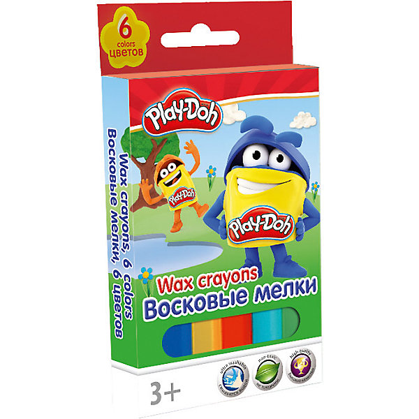Восковые мелки, 6 шт, Play-Doh Восковые мелки, 6 шт, Play-DohМасляные и восковые мелки<br>Восковые мелки, Play-Doh, замечательно подойдут для рисования на бумаге и картоне. Мелки выполнены в форме карандашей и очень удобны в использовании. Благодаря своей мягкости, они прекрасно рисуют и обладают насыщенными цветами, что помогает создавать яркие<br>картинки. У каждого мелка пластиковый корпус с выдвижным механизмом, что позволяет сохранять руки чистыми. В комплекте 6 разноцветных восковых мелков, упакованных в картонную яркую коробочку с забавным рисунком. <br><br><br>Дополнительная информация:<br><br>- В комплекте: 6 штук.<br>- Размер упаковки: 6 х 1 x 13 см.<br>- Вес: 67 гр.<br><br>Восковые мелки, 6 шт., Play-Doh, можно купить в нашем интернет-магазине.<br><br>Ширина мм: 60<br>Глубина мм: 10<br>Высота мм: 130<br>Вес г: 67<br>Возраст от месяцев: 36<br>Возраст до месяцев: 72<br>Пол: Унисекс<br>Возраст: Детский<br>SKU: 4681134