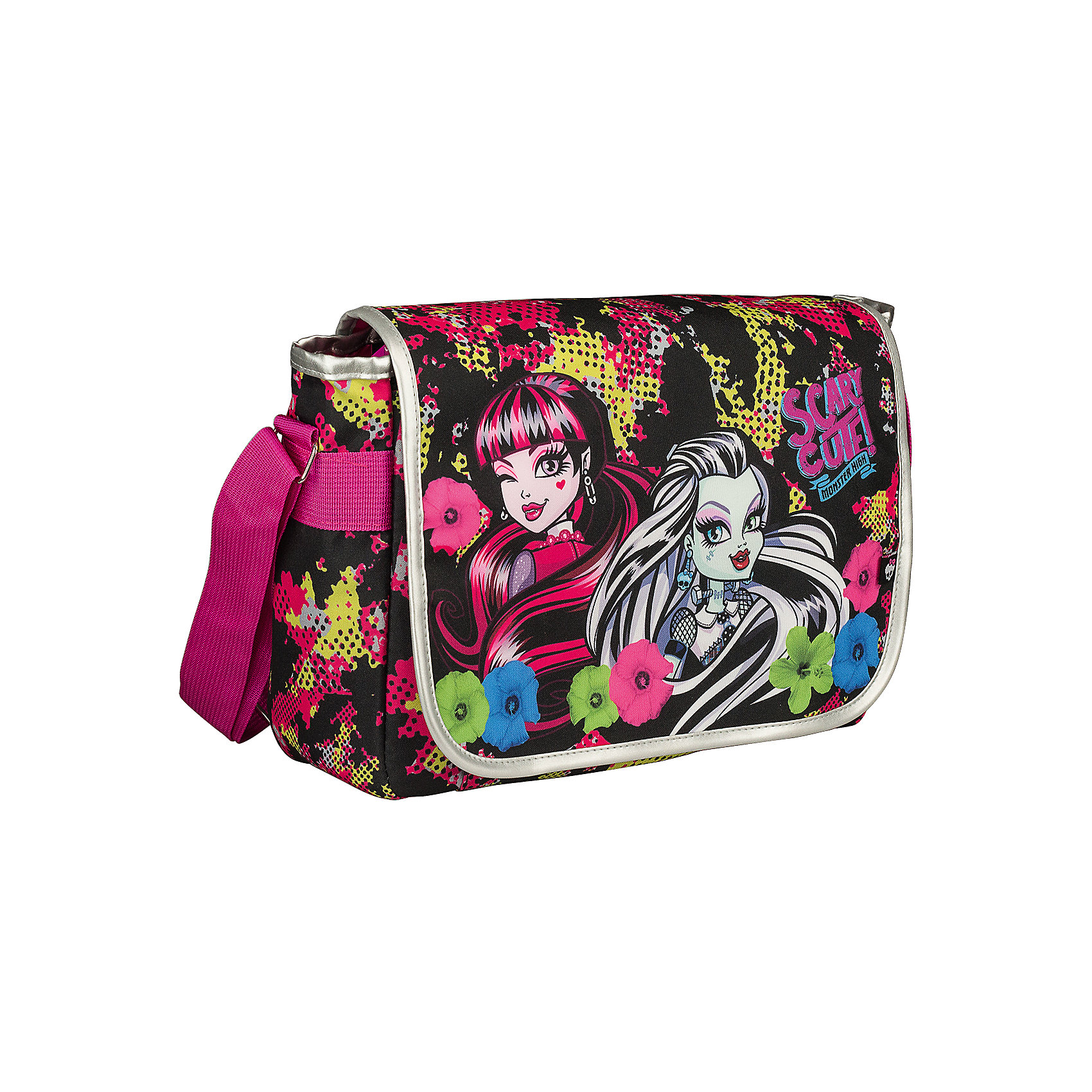 Сумка, Monster High Сумка, Monster HighСумка, Monster High - симпатичная стильная сумочка, которую удобно брать с собой как на школьные занятия, так и на прогулку. Сумка выполнена в черно-розовой расцветке и украшена изображением очаровательных героинь из популярного мультсериала Школа монстров. Внутри<br>одно просторное отделение с карманом на молнии, которое закрывается сверху откидным клапаном на липучке. Для ношения через плечо предусмотрена удобная регулируемая лямка. <br><br><br>Дополнительная информация:<br><br>- Материал: полиэстер.<br>- Размер: 24 х 33 х 12 см.<br>- Вес: 0,4 кг.<br><br>Сумку, Monster High, можно купить в нашем интернет-магазине.<br><br>Ширина мм: 240<br>Глубина мм: 330<br>Высота мм: 120<br>Вес г: 400<br>Возраст от месяцев: 120<br>Возраст до месяцев: 144<br>Пол: Женский<br>Возраст: Детский<br>SKU: 4681173